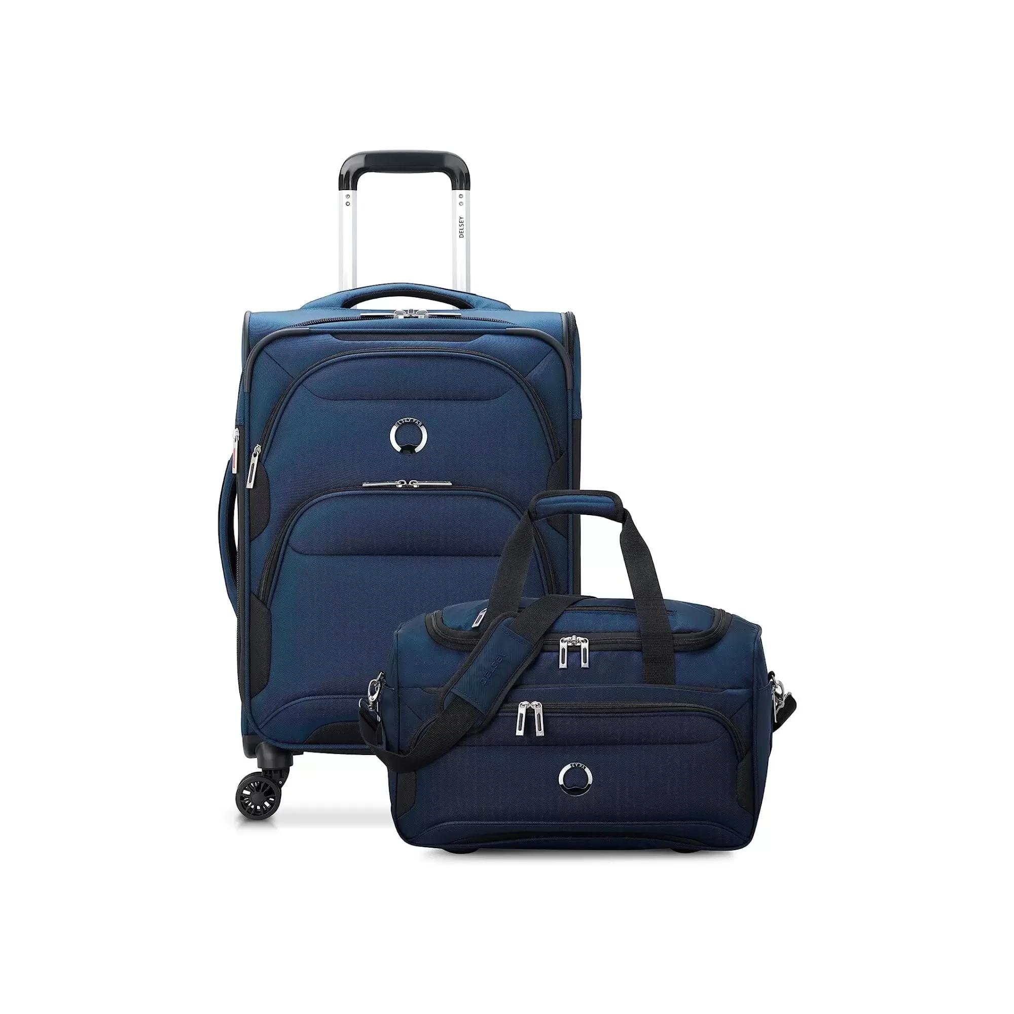 DELSEY PARIS Sky Max 2.0. 2 Piece Softside Luggage Set includes 24 Checked Luggage and a Carry-On Duffel Bag. Blue