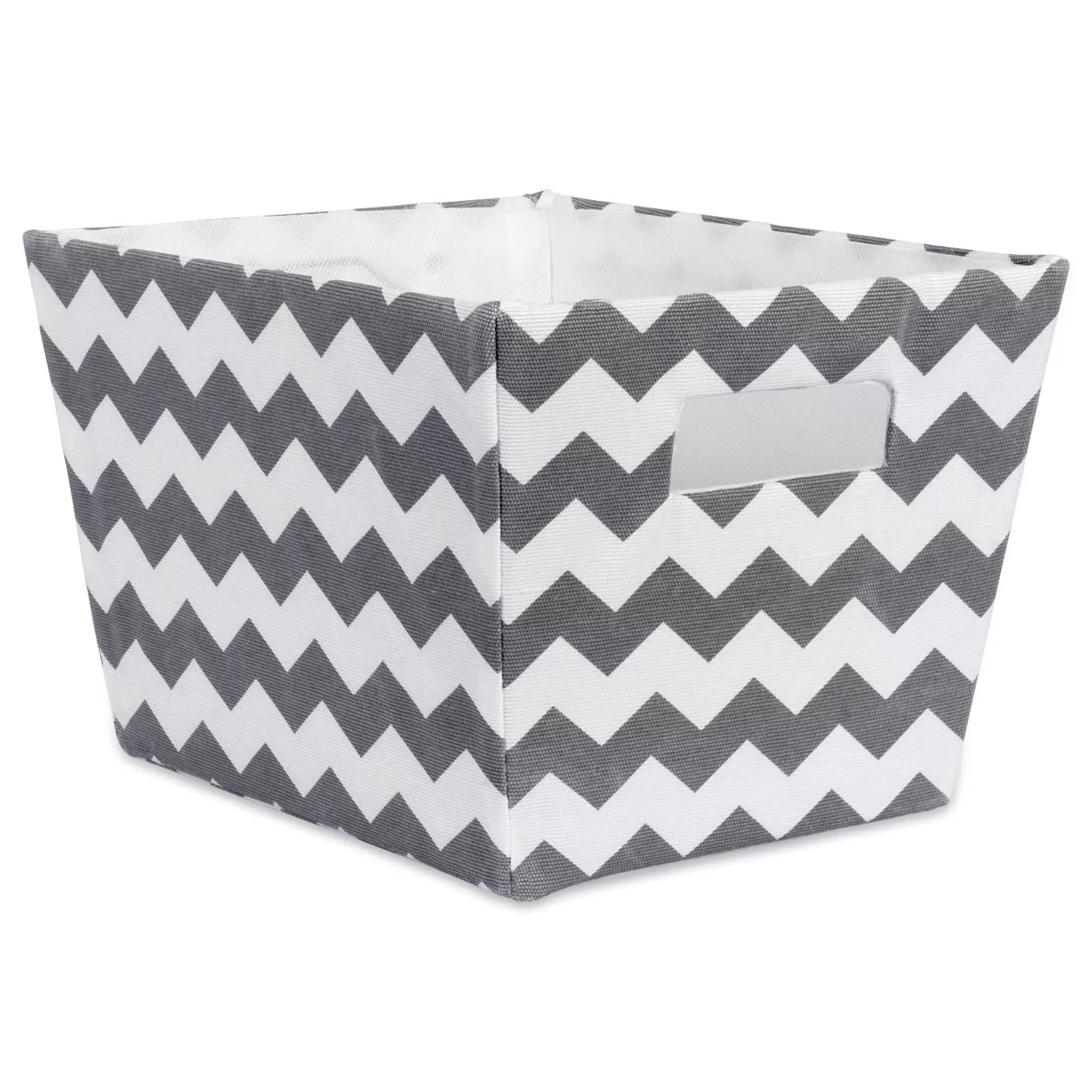 DII Hardsided Polyester Trapezoid Storage Bin. Chevron. Gray. Small