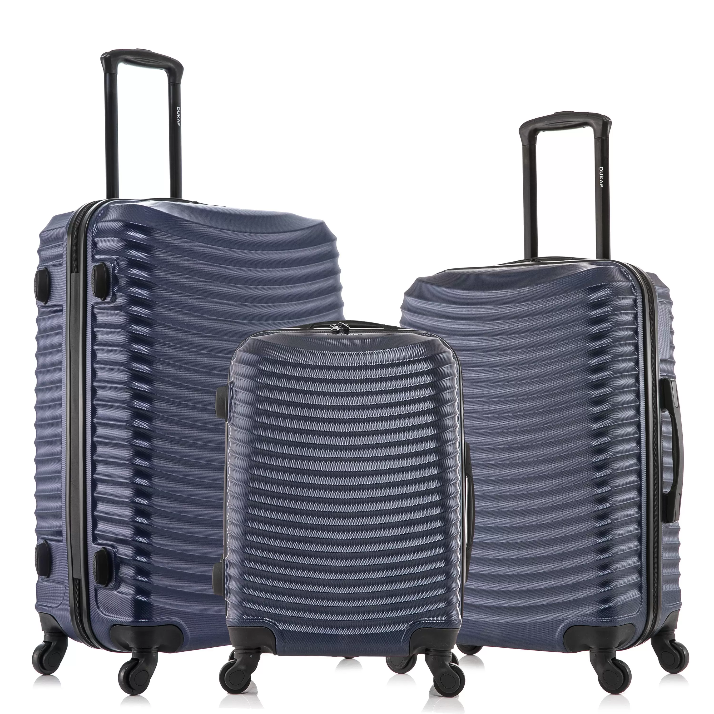 DUKAP Adly 3-Piece Hardside Luggage Sets with Spinner Wheels. Handle and Trolley. (20/24/28). Blue