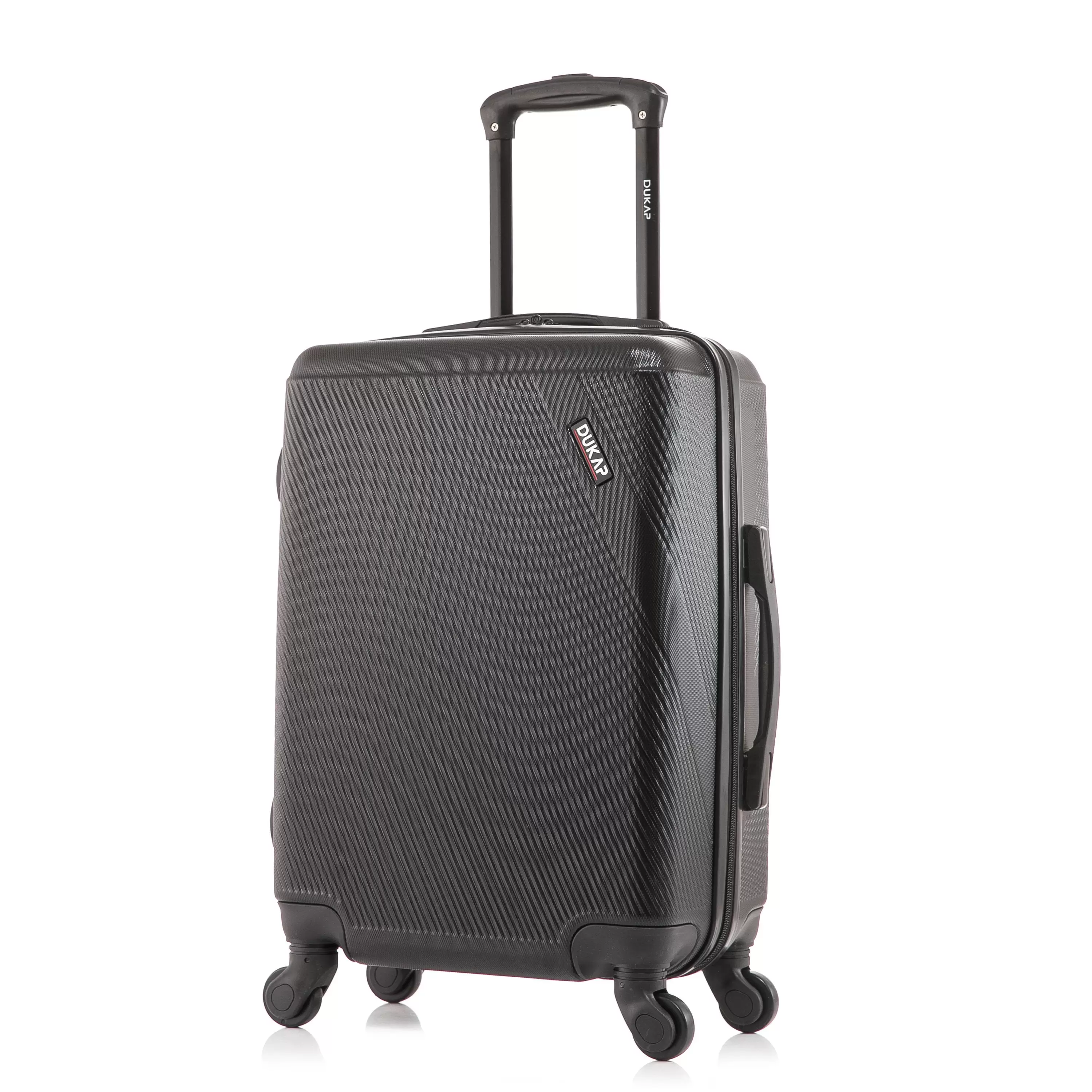 DUKAP Discovery 20 Hardside Lightweight Luggage with Spinner Wheels. Handle and Trolley. Black