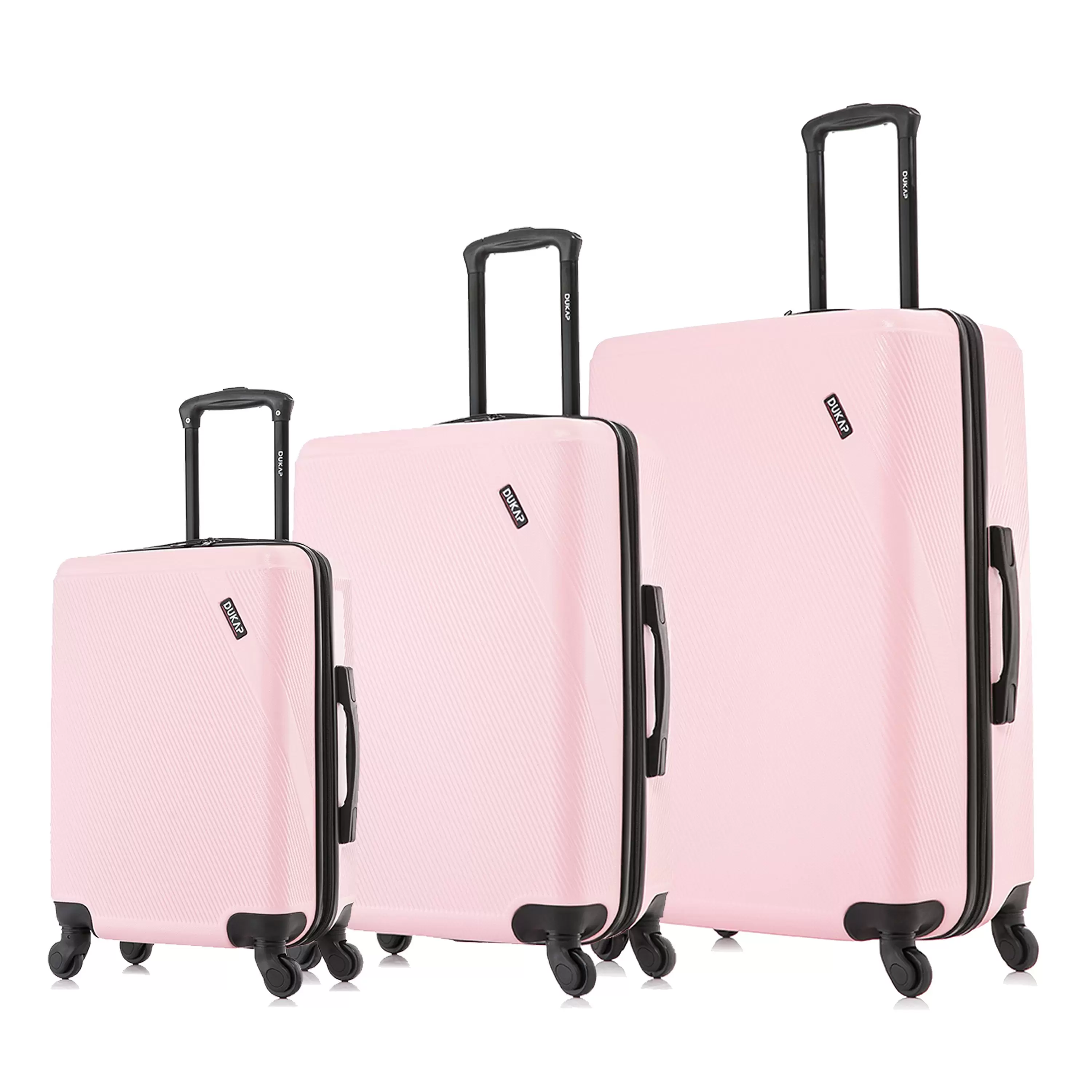 DUKAP Discovery 3-Piece Hardside Luggage Sets with Spinner Wheels. Handle and Trolley. (20/24/28). Pink