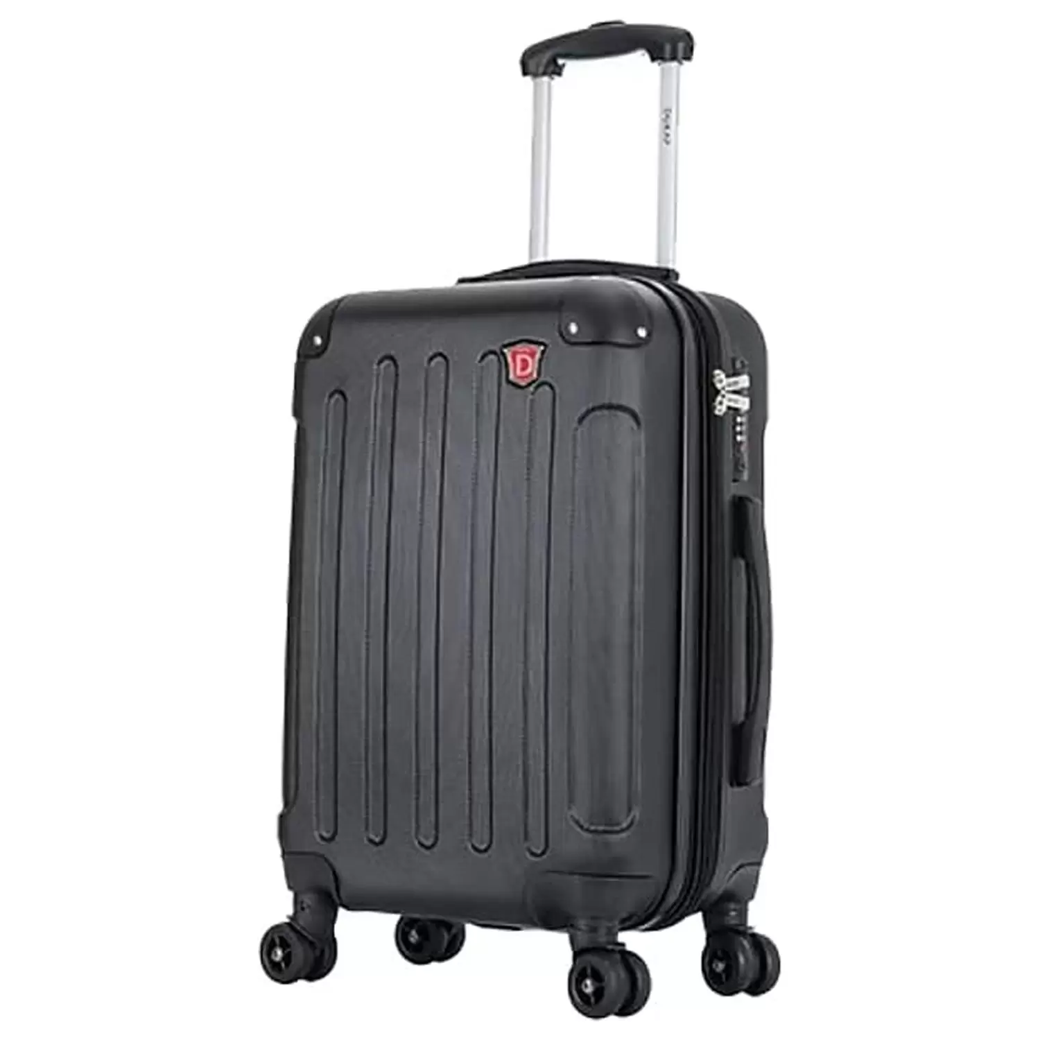 DUKAP INTELY PC/ABS Plastic 4-Wheel Spinner Luggage Black (DKINT00S-BLK)