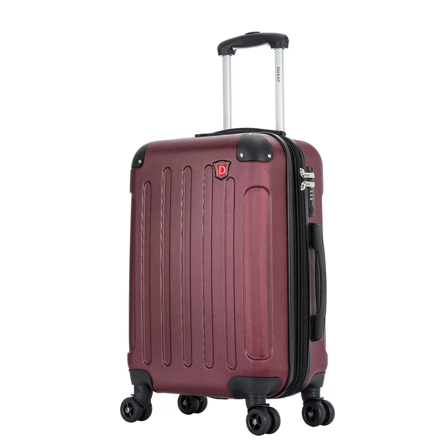 DUKAP Intely 20 Hardside Lightweight Carry-on Luggage with Spinner Wheels and USB Port. Wine