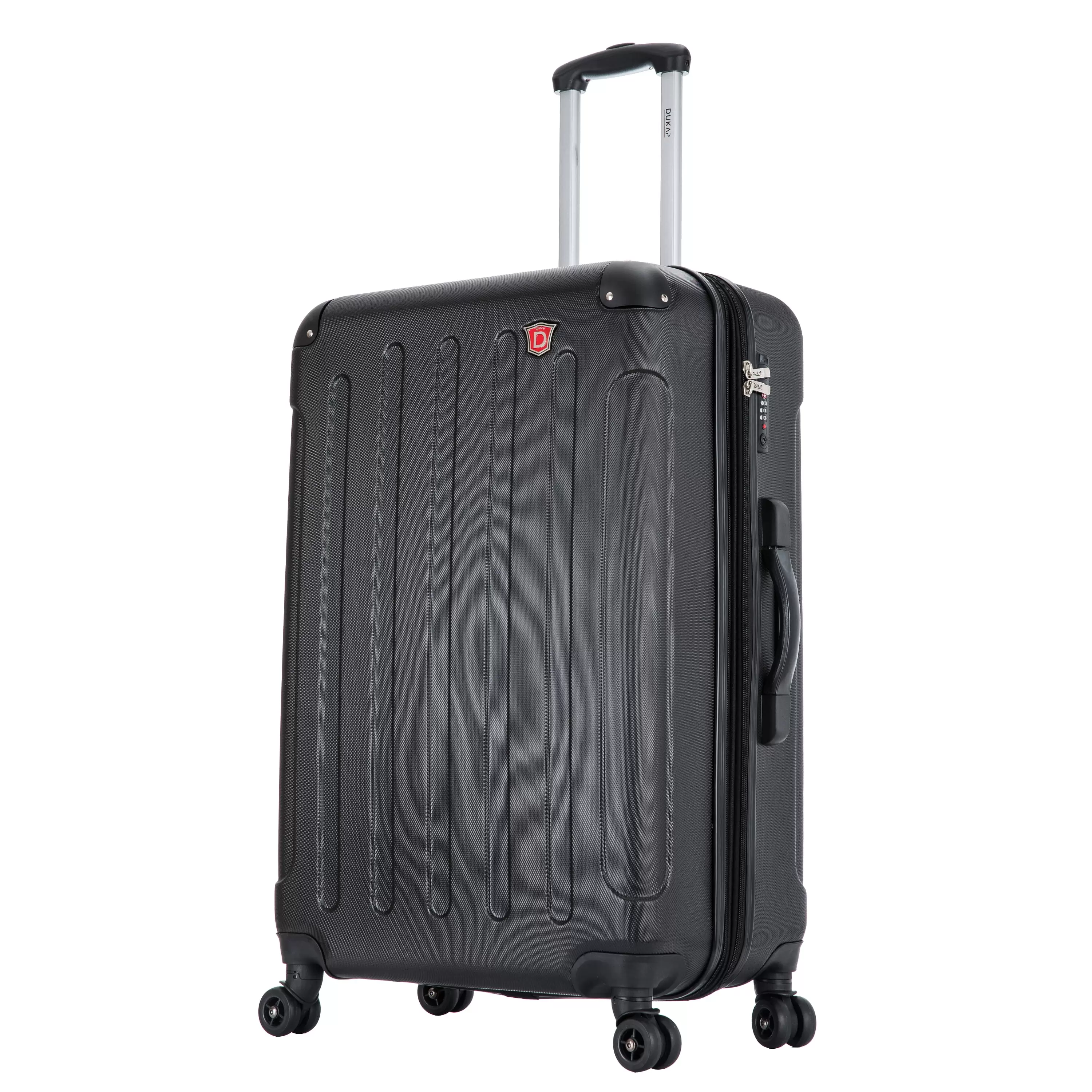 DUKAP Intely 28 Hardside Lightweight Luggage with Spinner Wheels and Integrated Weight Scale. Black