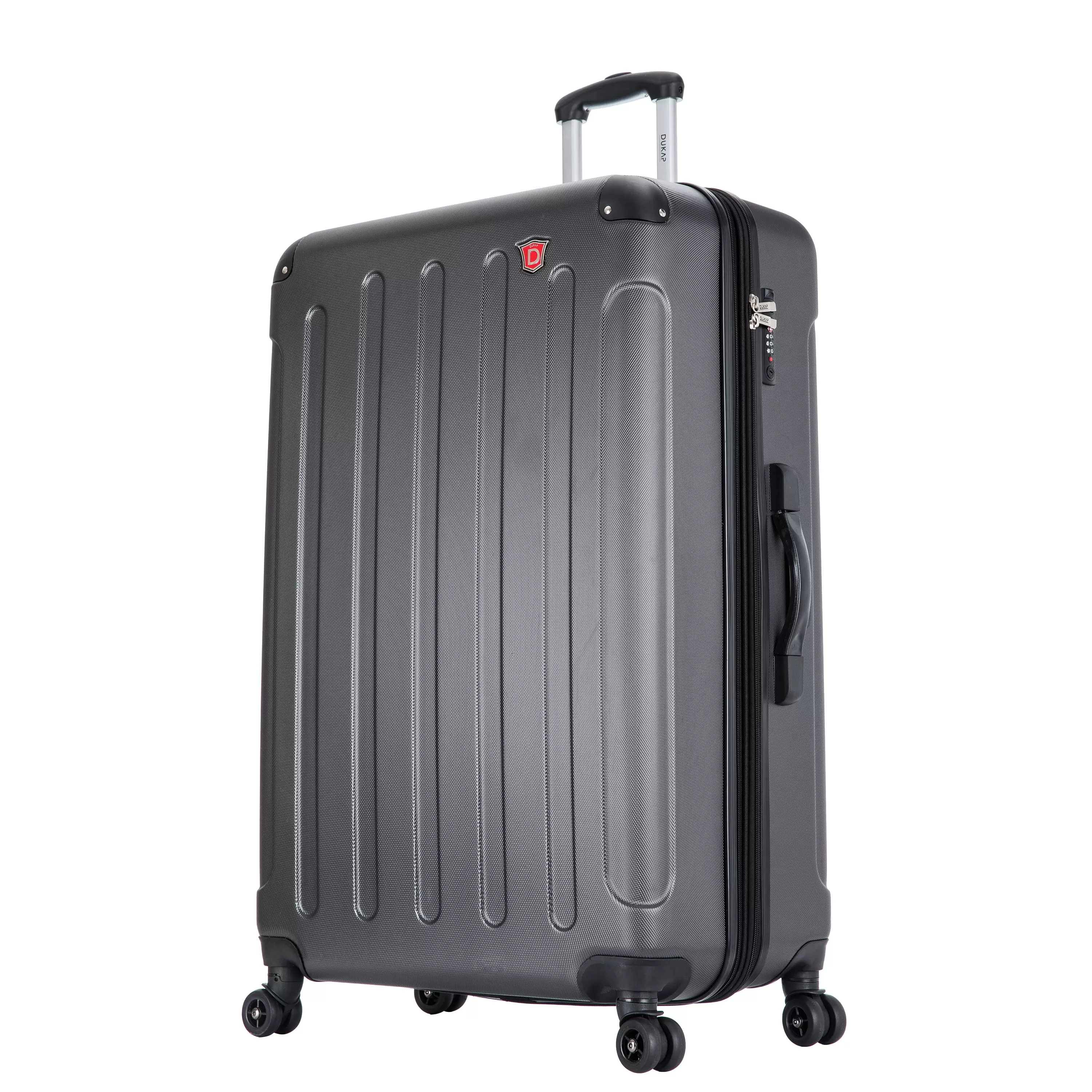 DUKAP Intely 32 Hardside Lightweight Luggage with Spinner Wheels and Integrated Weight Scale. Gray