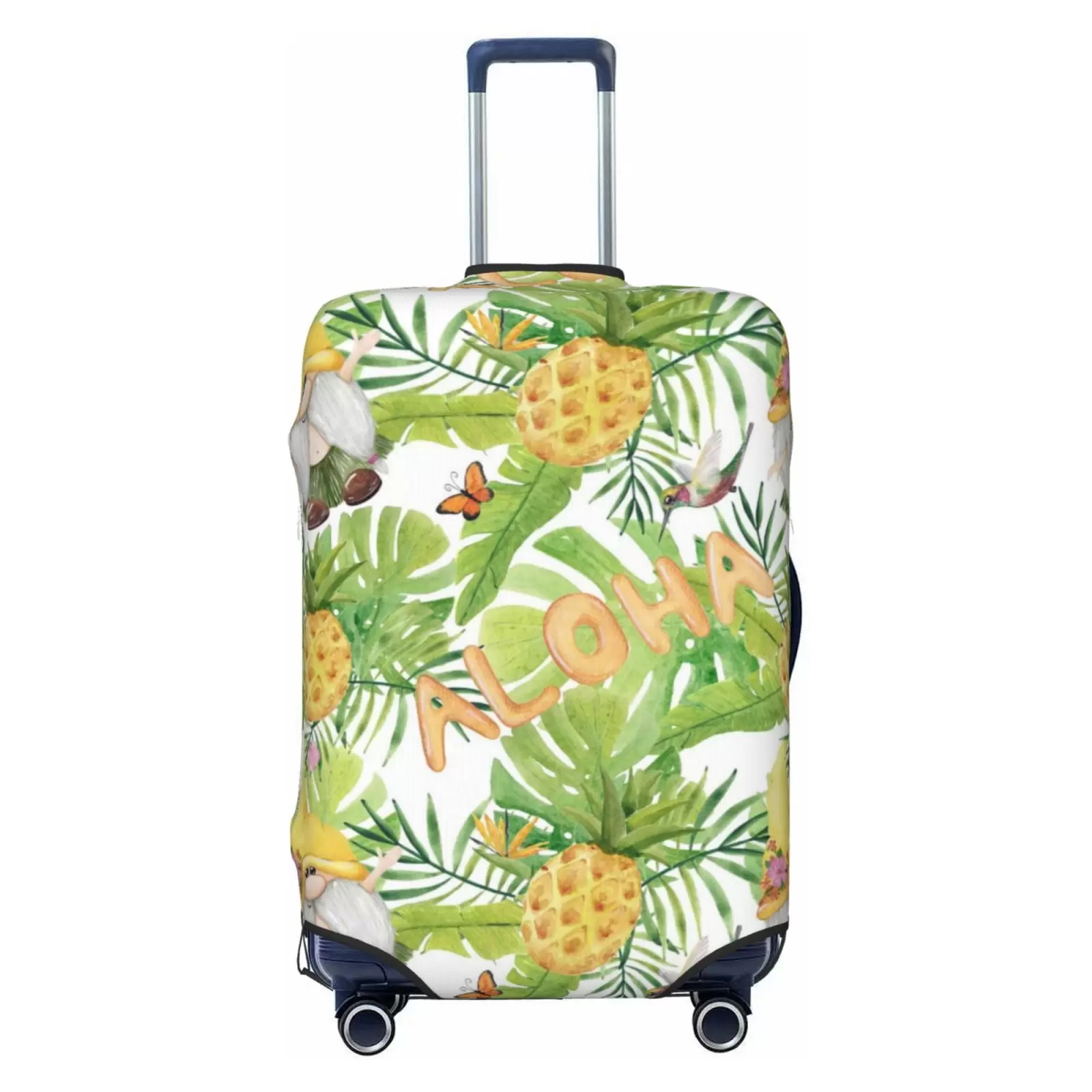 Daiia Gnome And Pineapple Washable Suitcase Cover Suitcase Protector Anti-Scratch Suitcase Cover Fits 18-32 Inch Luggage - Small