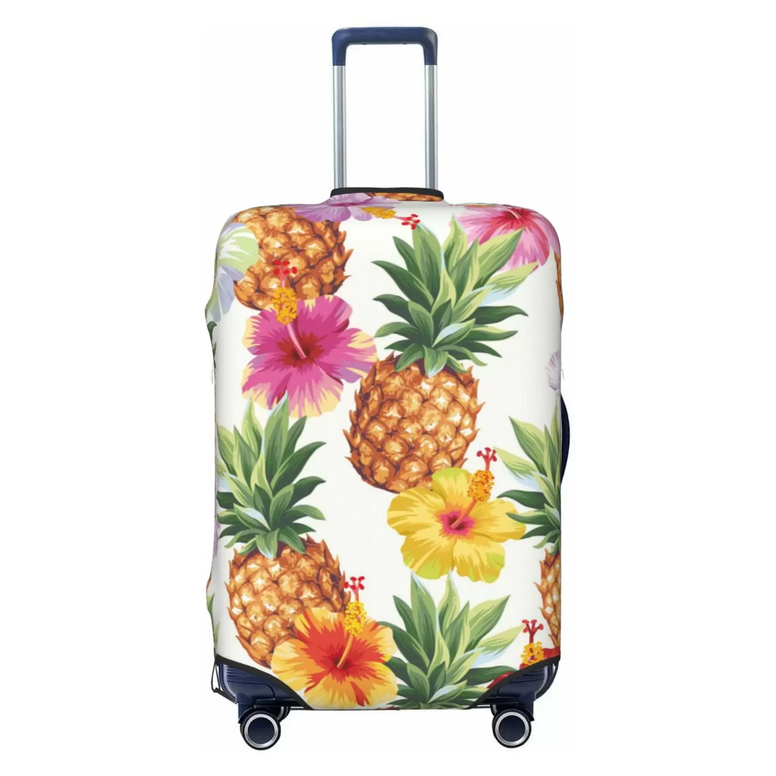 Daiia Hawaiian Pineappl Luggage Cover. Thickened Washable Travel Luggage Covers. Elastic Unique Baggage Covers for 18-20 inch Luggage-Small