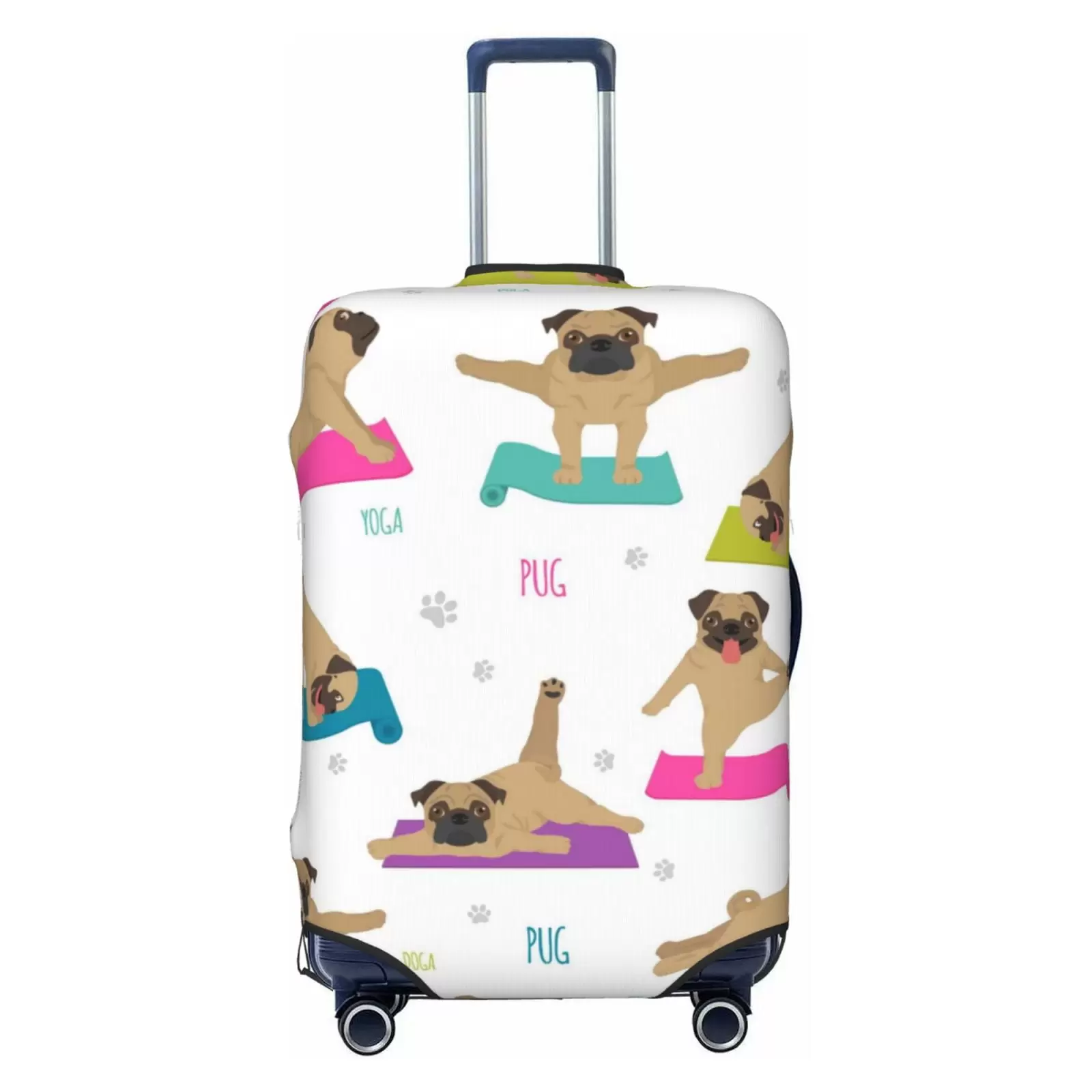 Daiia Yoga Dogs Poses Washable Suitcase Cover Suitcase Protector Anti-Scratch Suitcase Cover Fits 18-32 Inch Luggage - Small