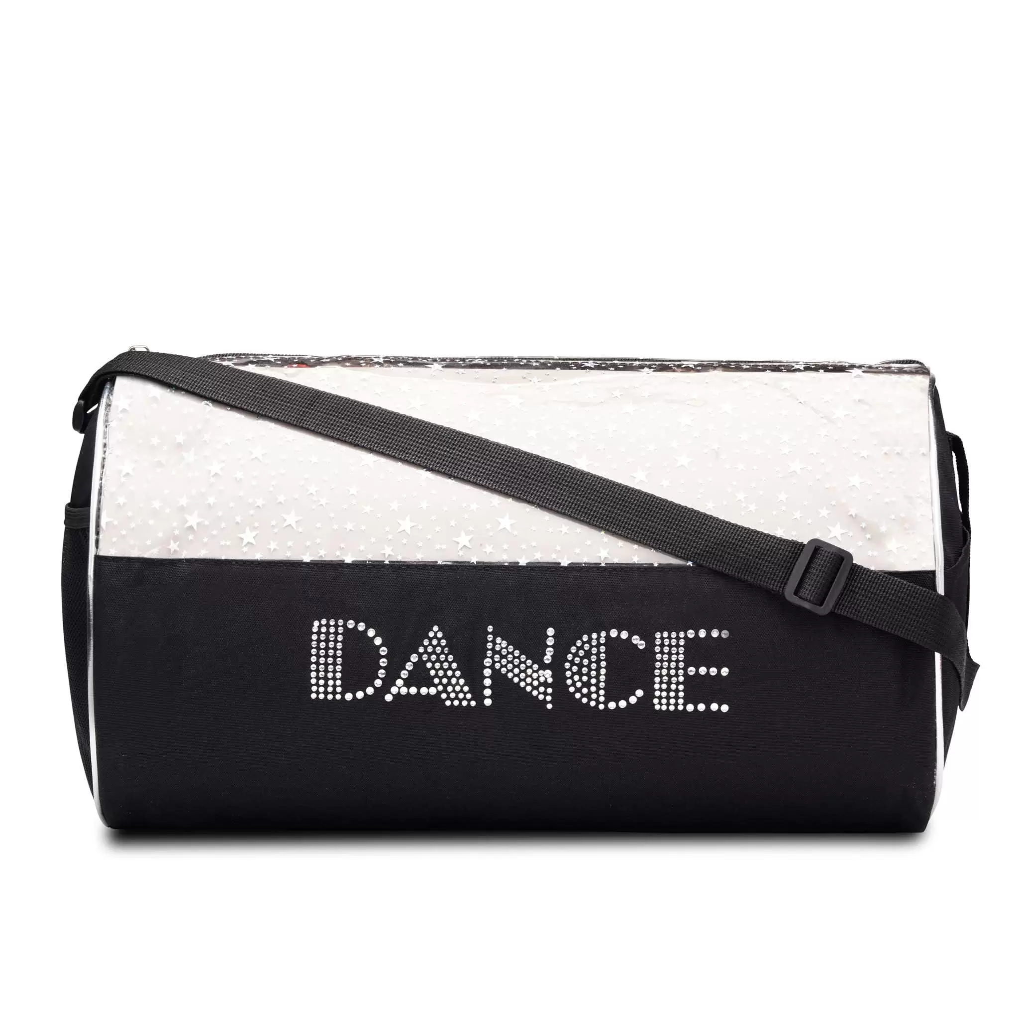 Dance Duffel Bag Black and Clear with Silver Stars (13)