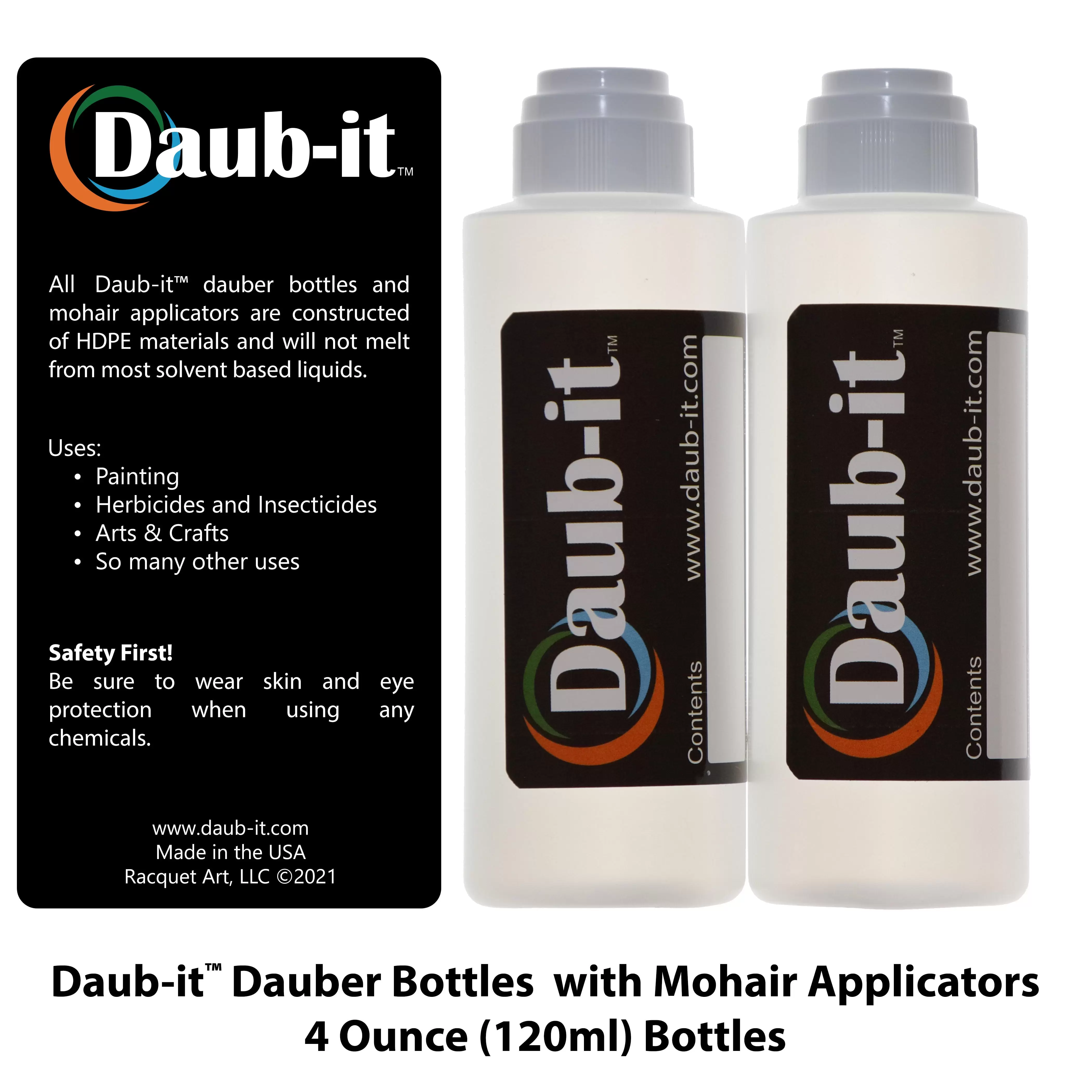 Daub-it Empty Bottles with applicators - 4 oz - Mohair Dauber - 2 Pack