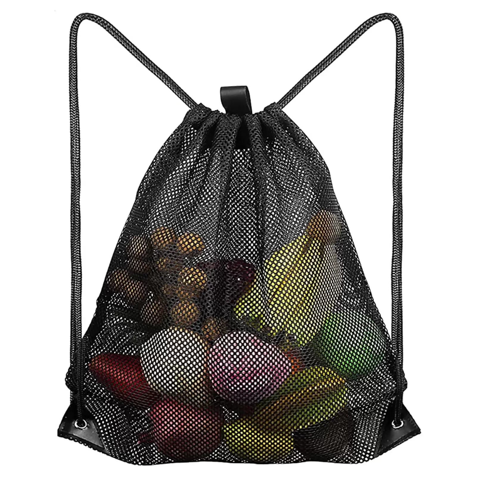 Dcenta Mesh Bag Portable Drawstring Storage Heavy-Duty Sport Equipment Storage Bag for Beaching Swimming Gym Shopping