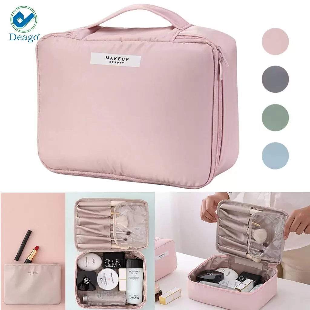 Deago Makeup Cosmetic Large Toiletry Travel Bag Case Organizer for Women with Inner Pouch. Pink