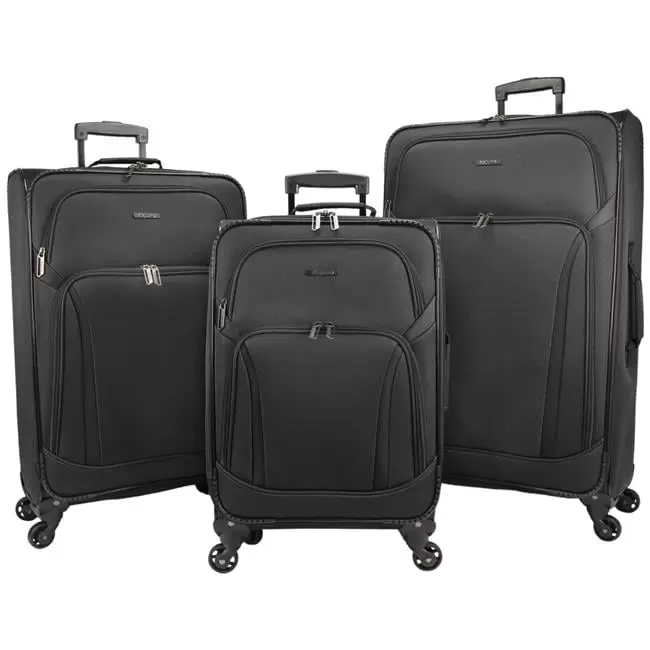 Dejuno 252102DJ-BLACK Dejuno Oslo 3-Piece Lightweight Expandable Spinner Luggage Set - Black