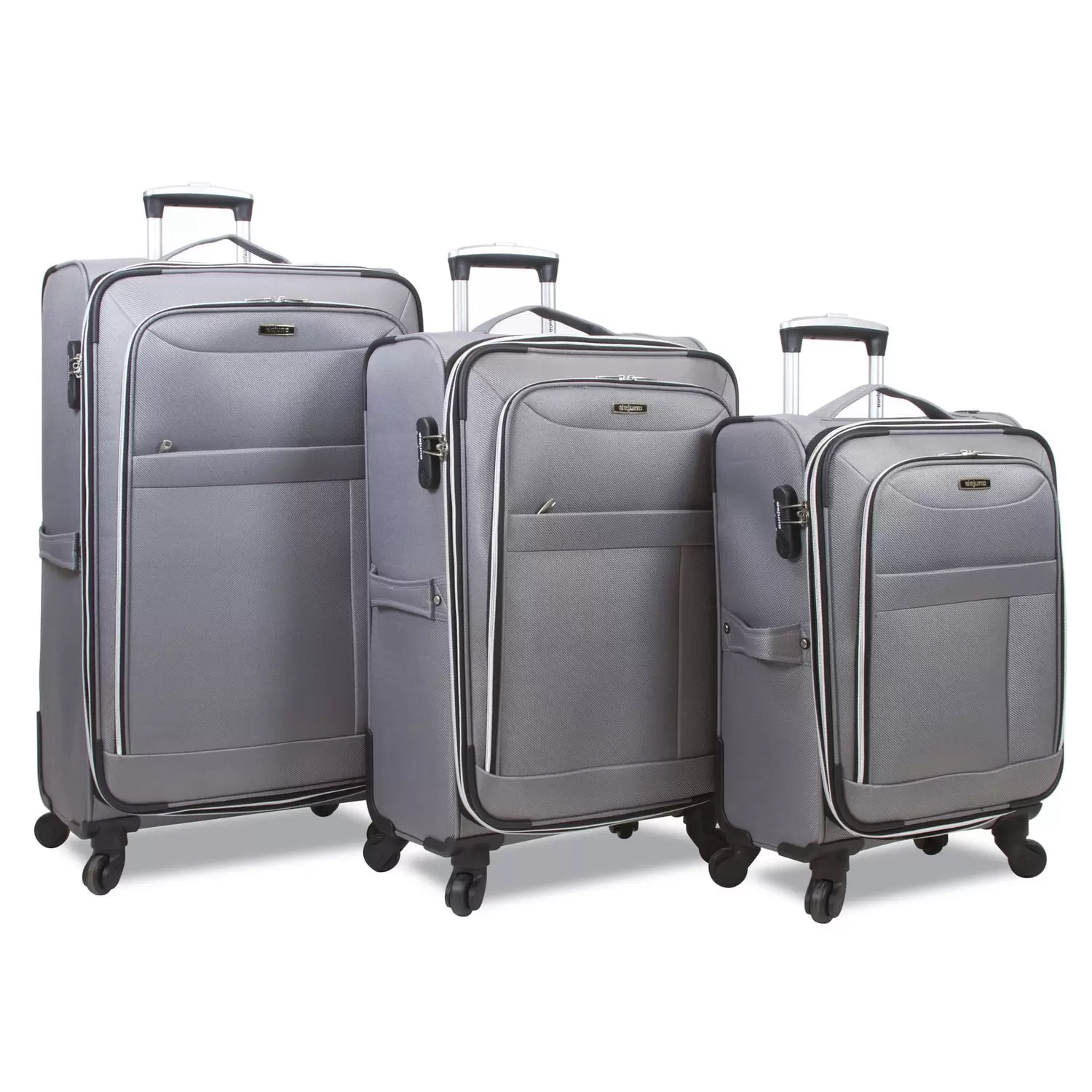 Dejuno Aria Softsided Lightweight 3-Piece Spinner Luggage Set - Grey