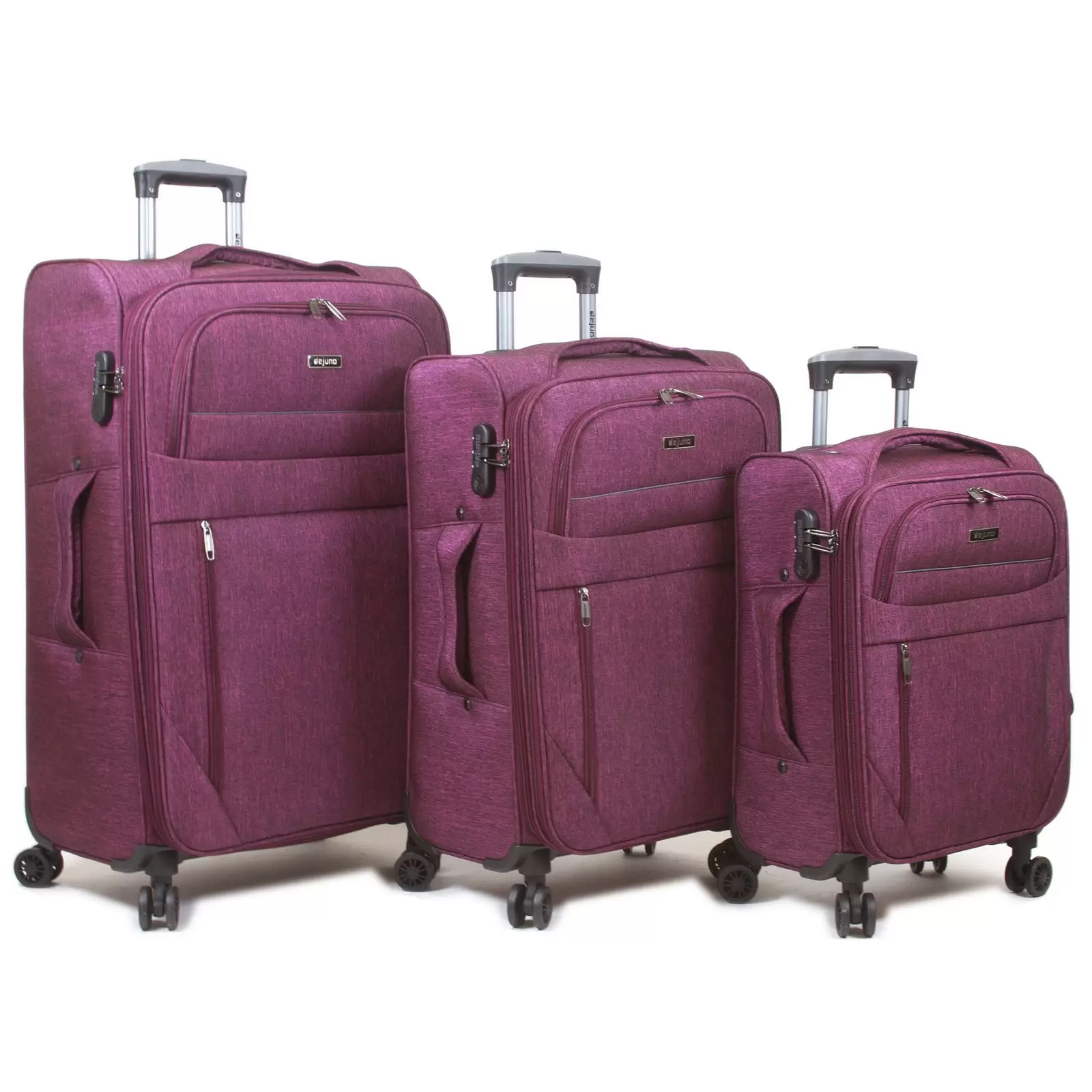 Dejuno Aurora Lightweight Denim 3-Piece Spinner Luggage Set - Burgundy