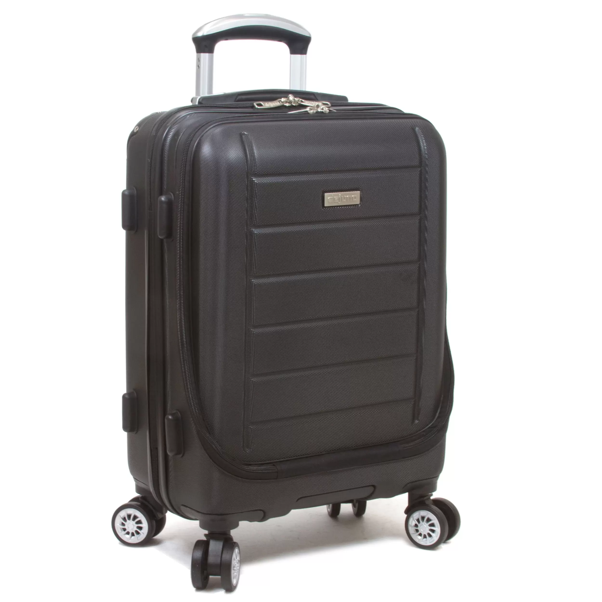 Dejuno Compact Hardside 20-Inch Carry-on Luggage with Laptop Pocket - Black