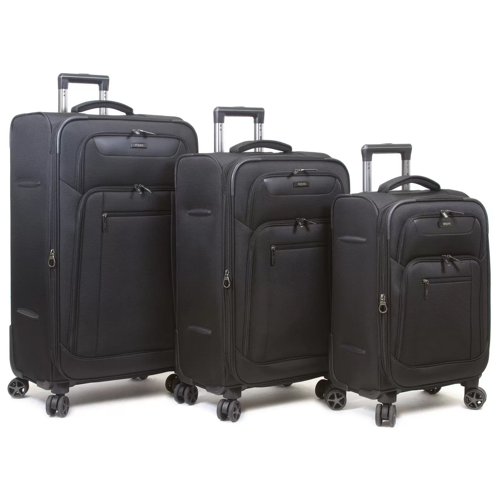 Dejuno Executive 3-Piece Spinner Luggage Set With USB Port - Black