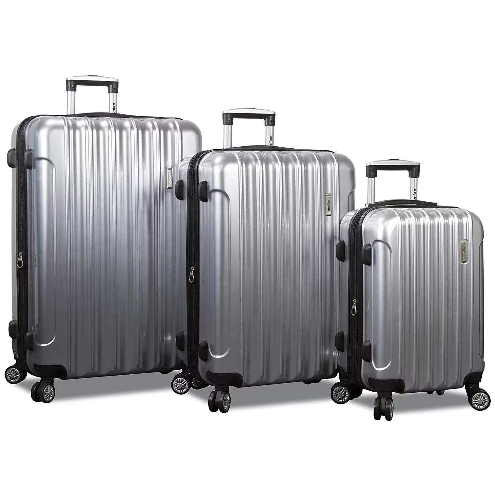 Dejuno Titan Jumbo Hardside 3-PC Spinner Luggage Set With TSA Lock - Silver