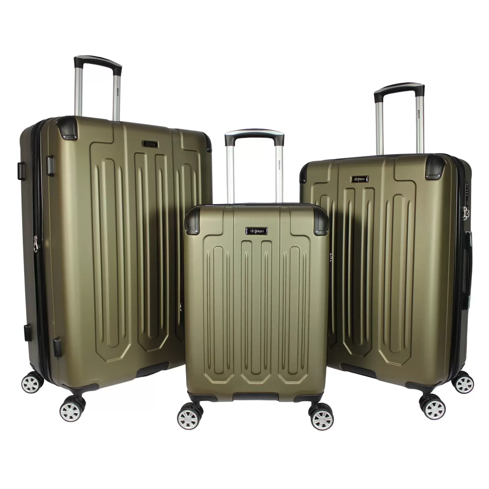 Dejuno Tutin 3-Piece Hardside Spinner Luggage Set With TSA Lock - Olive