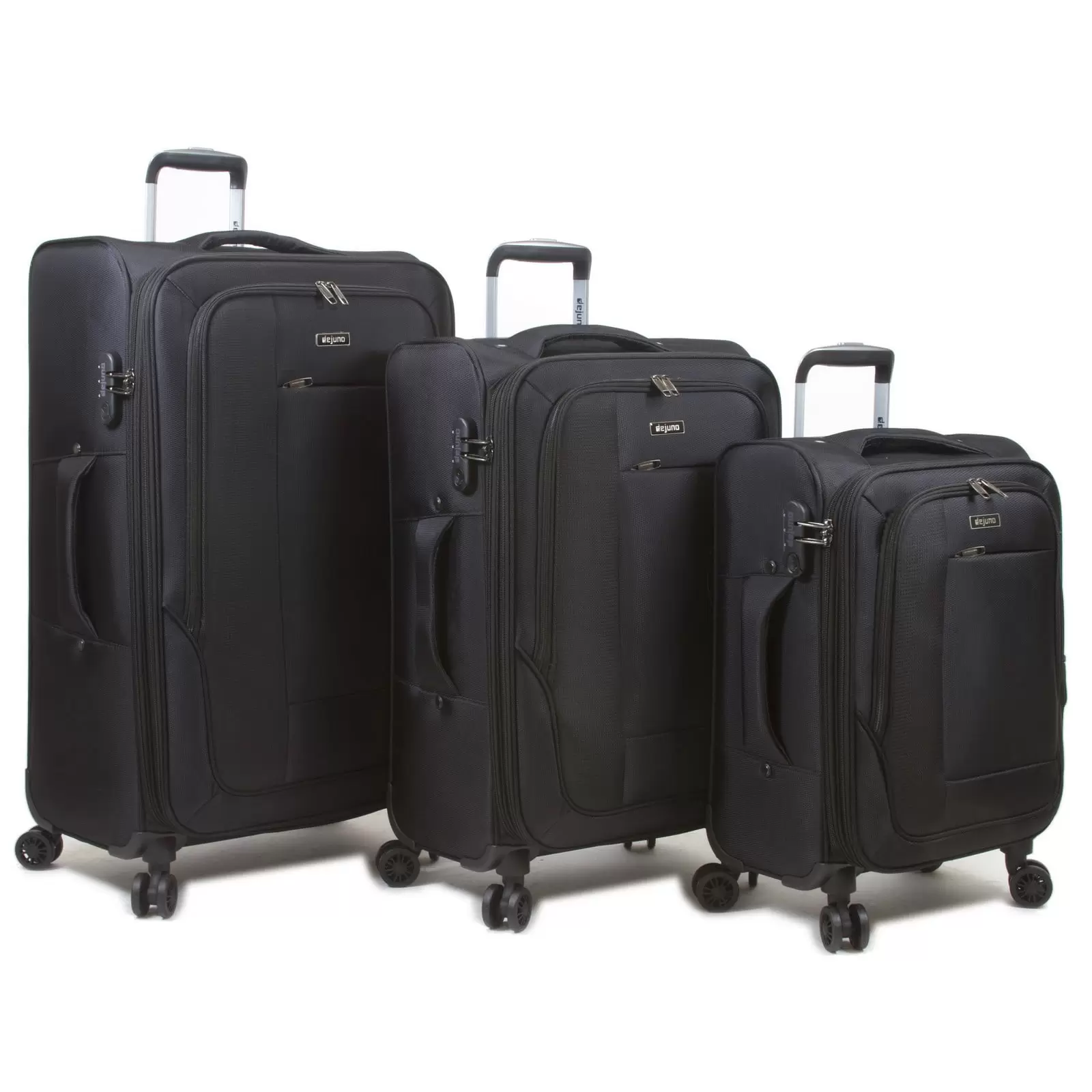 Dejuno Twilight Lightweight Nylon 3-Piece Spinner Luggage Set - Black