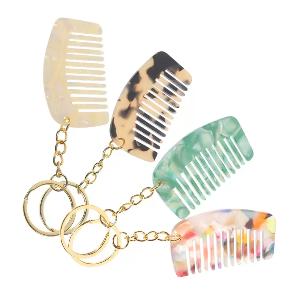 Detangle Comb Mini Wide Tooth Combs Cute Static Electricity Travel Acetate Sheet 4 Pcs