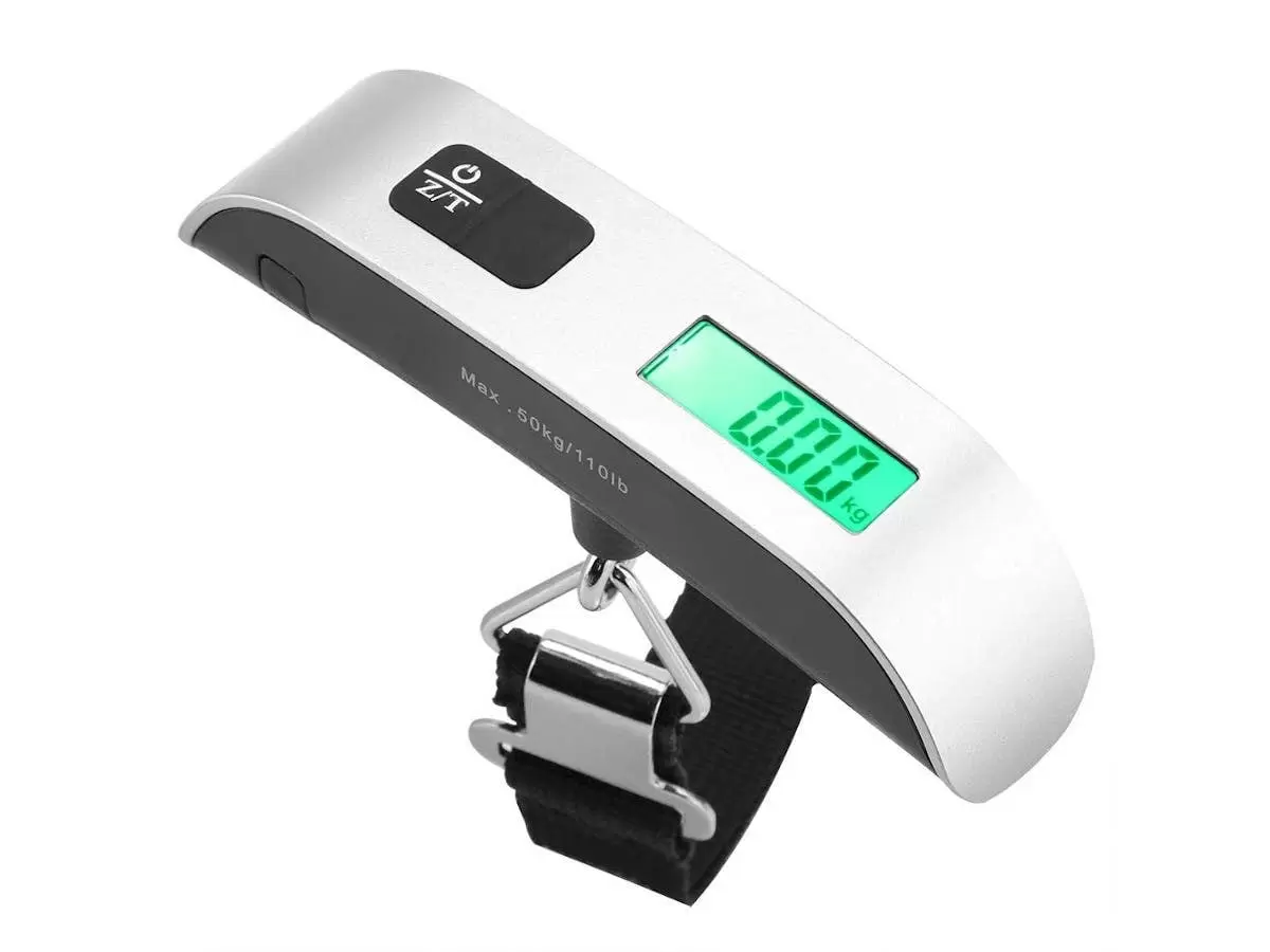 Digital Hanging Luggage Scale. LCD Display Portable Handheld Travel Baggage Scale With Hook for Suitcase or Carry Bag. 110 Pounds Max For Travelers