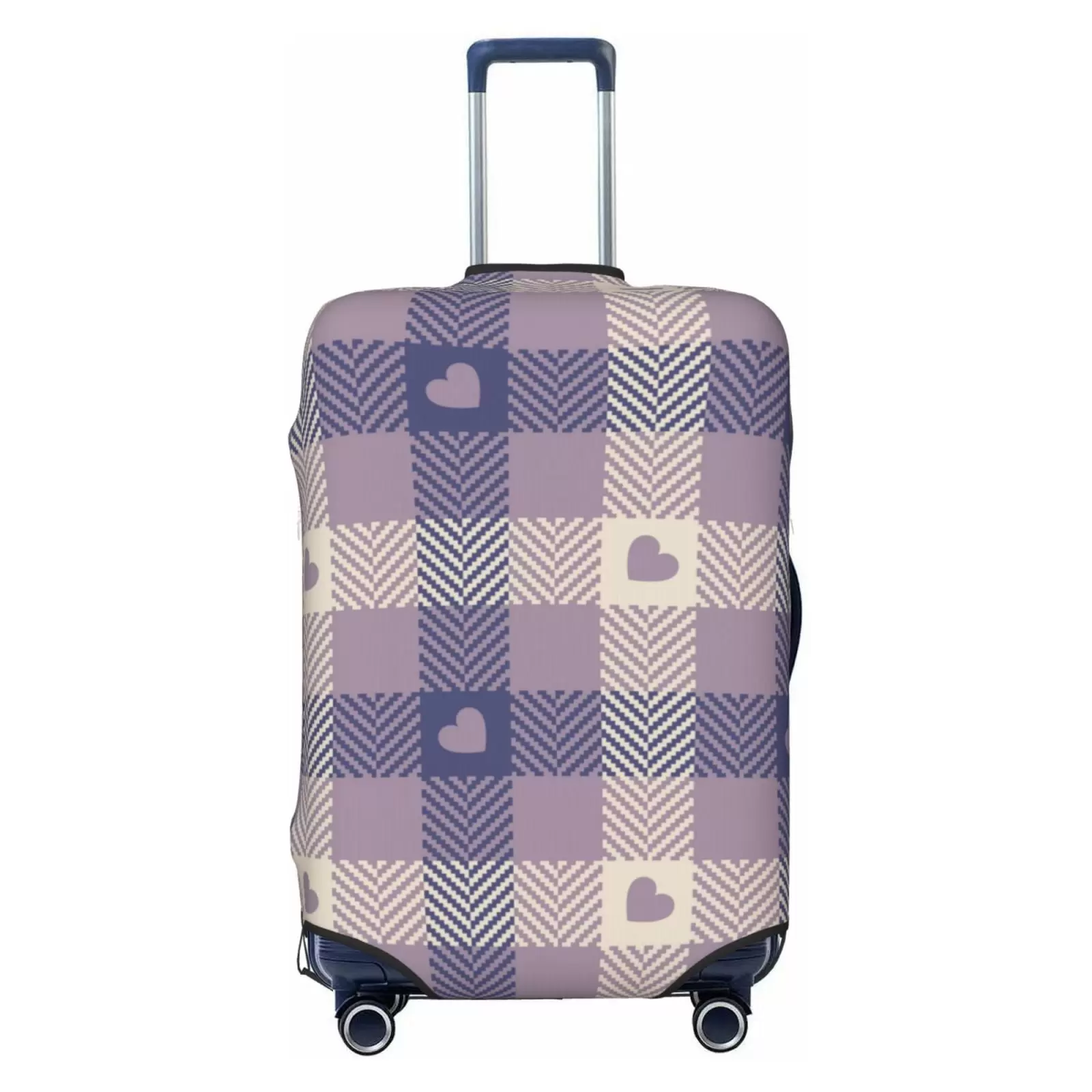 Disketp Heart Check Plaid Elastic Travel Luggage Cover Travel Suitcase Protective Cover For Trunk Case Apply To 18''-32'' Suitcase Cover-Small