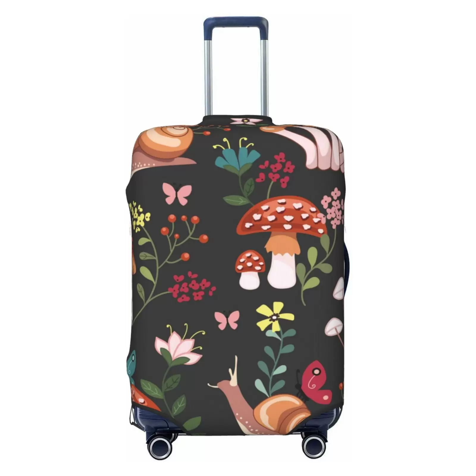 Disketp Mushroom With Snails Elastic Travel Luggage Cover Travel Suitcase Protective Cover For Trunk Case Apply To 18''-32'' Suitcase Cover-Small