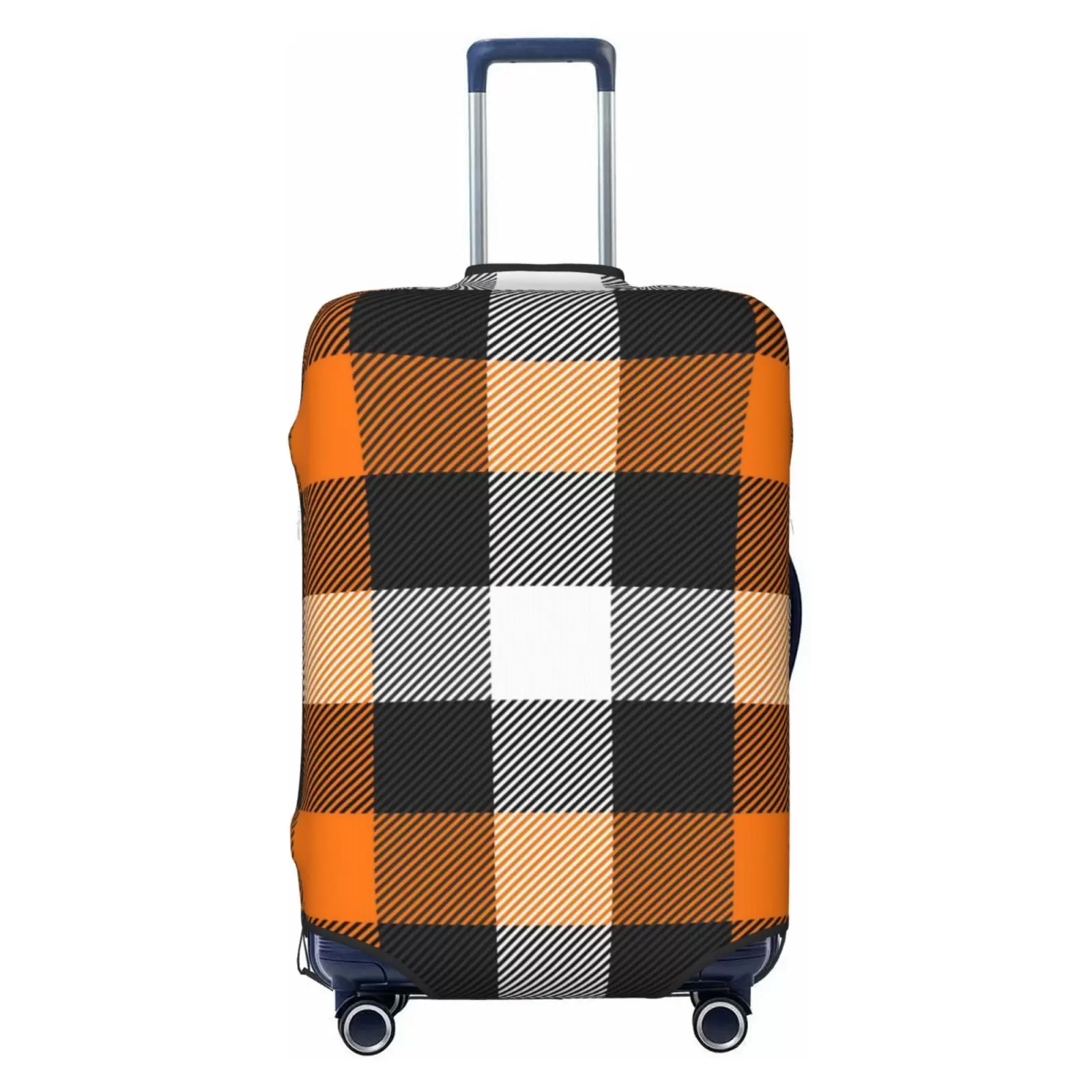 Disketp Orange Plaid Elastic Travel Luggage Cover Travel Suitcase Protective Cover For Trunk Case Apply To 18''-32'' Suitcase Cover-Small