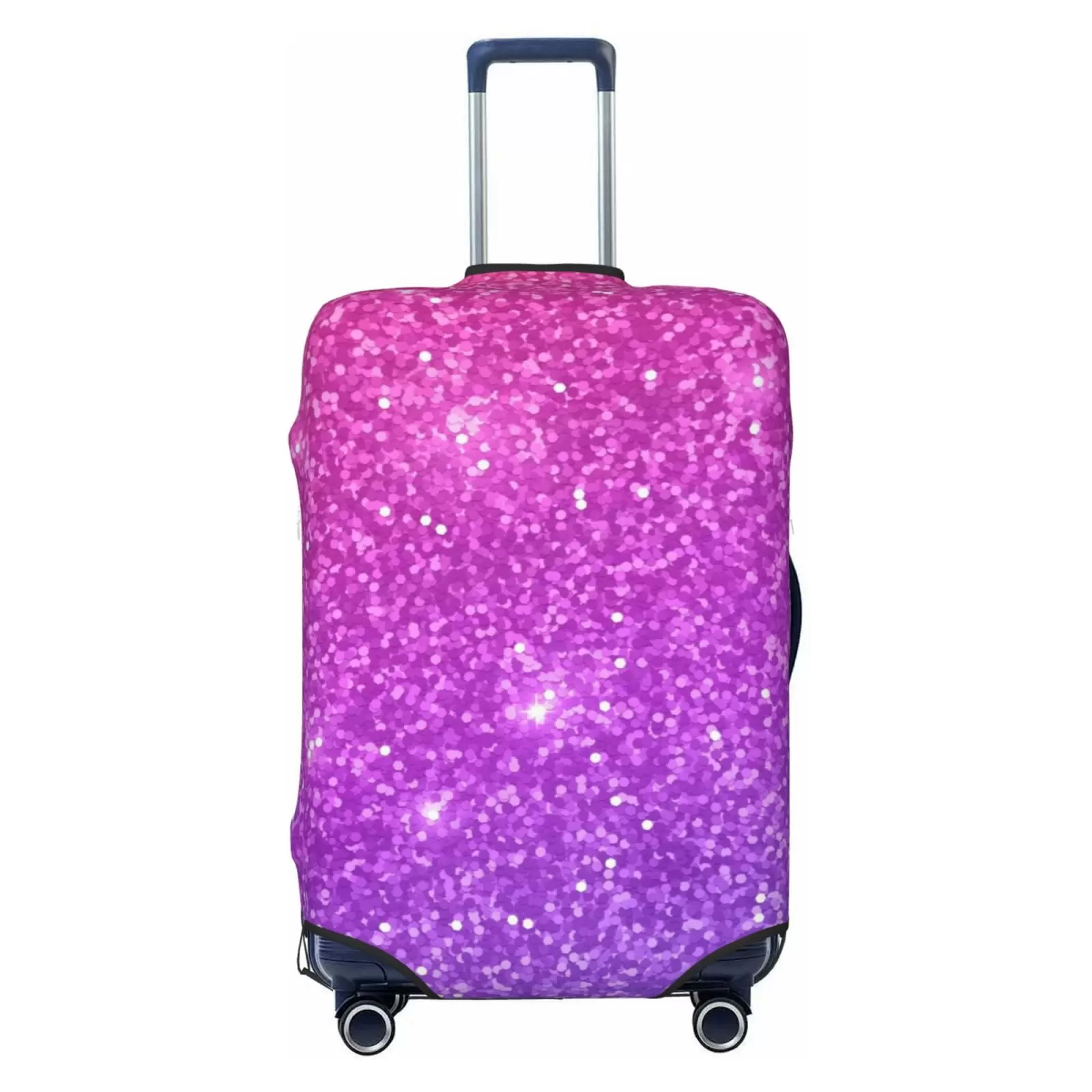 Disketp Pink Purple Glitter Elastic Travel Luggage Cover Travel Suitcase Protective Cover For Trunk Case Apply To 18''-32'' Suitcase Cover-Small