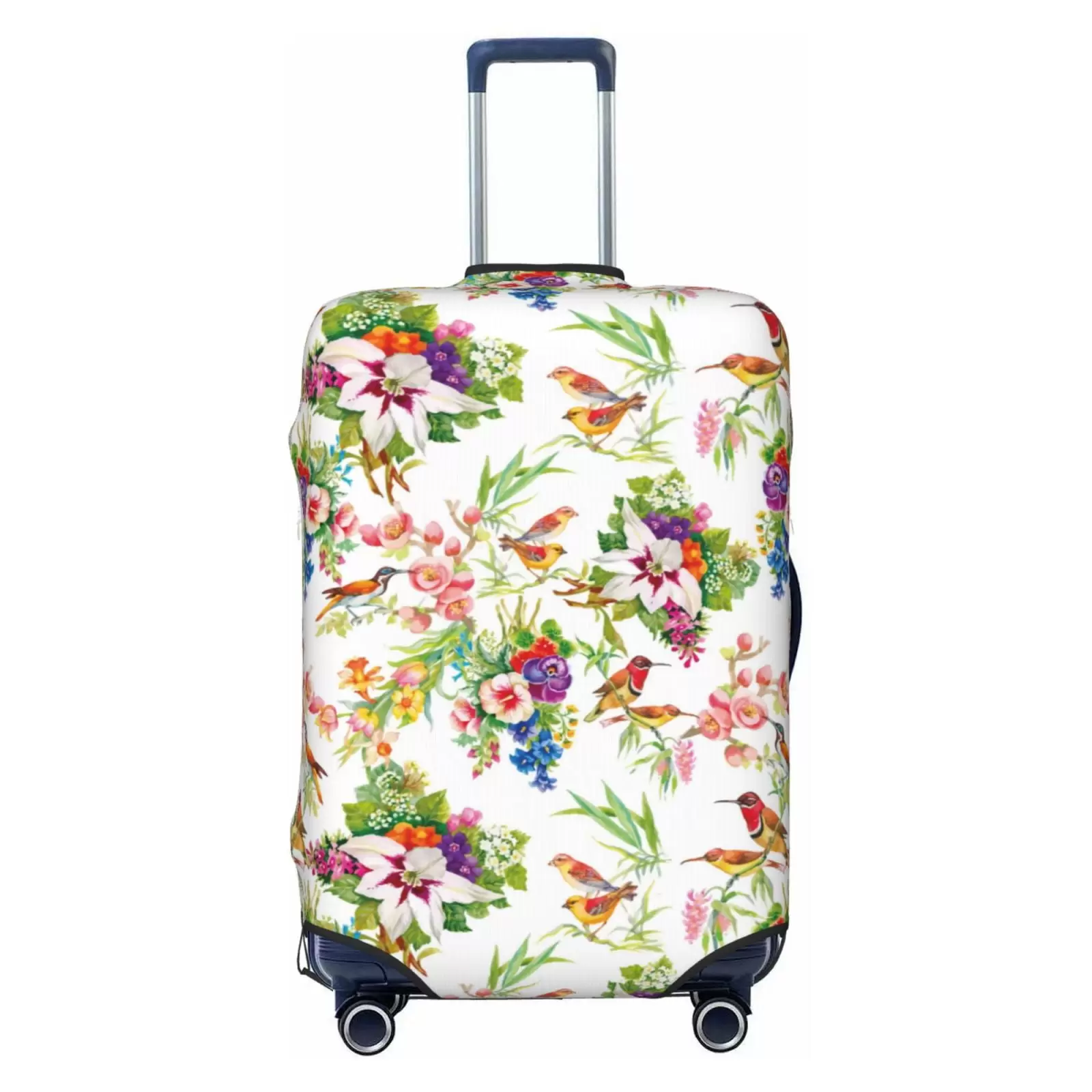 Disketp Wild Exotic Birds And Flowers Elastic Travel Luggage Cover Travel Suitcase Protective Cover For Trunk Case Apply To 18''-32'' Suitcase Cover-Small