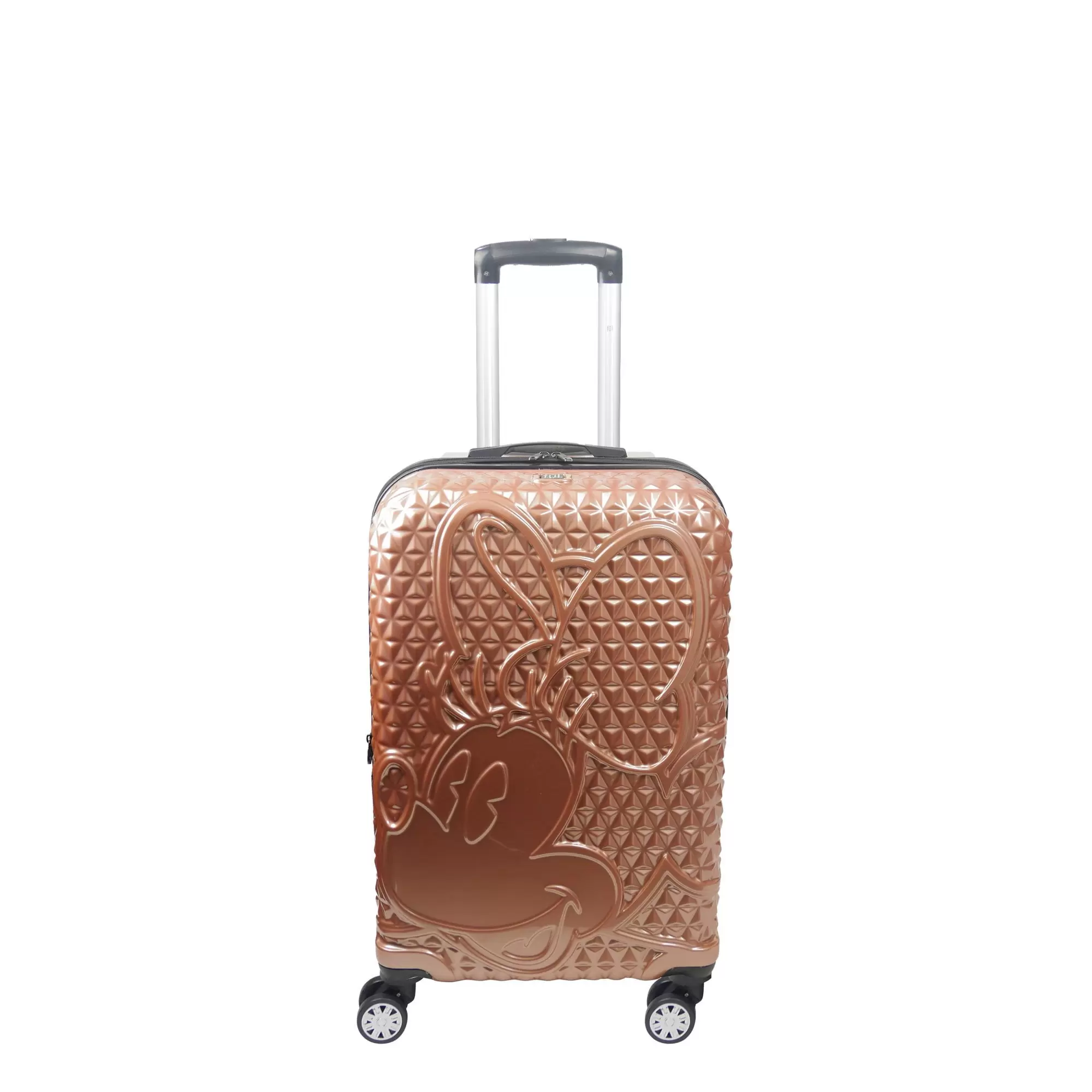 Disney FUL Textured Minnie Mouse 21 Hard Sided Rolling Luggage. Rose Gold