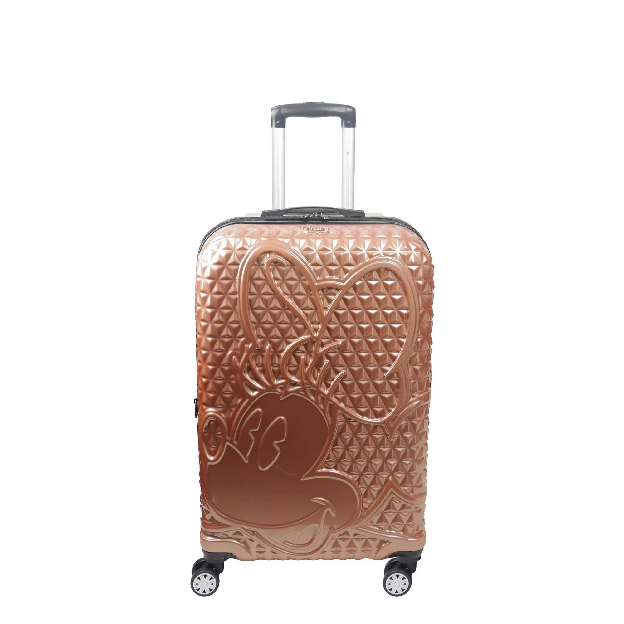 Disney FUL Textured Minnie Mouse 25 Hard Sided Rolling Luggage. Rose Gold