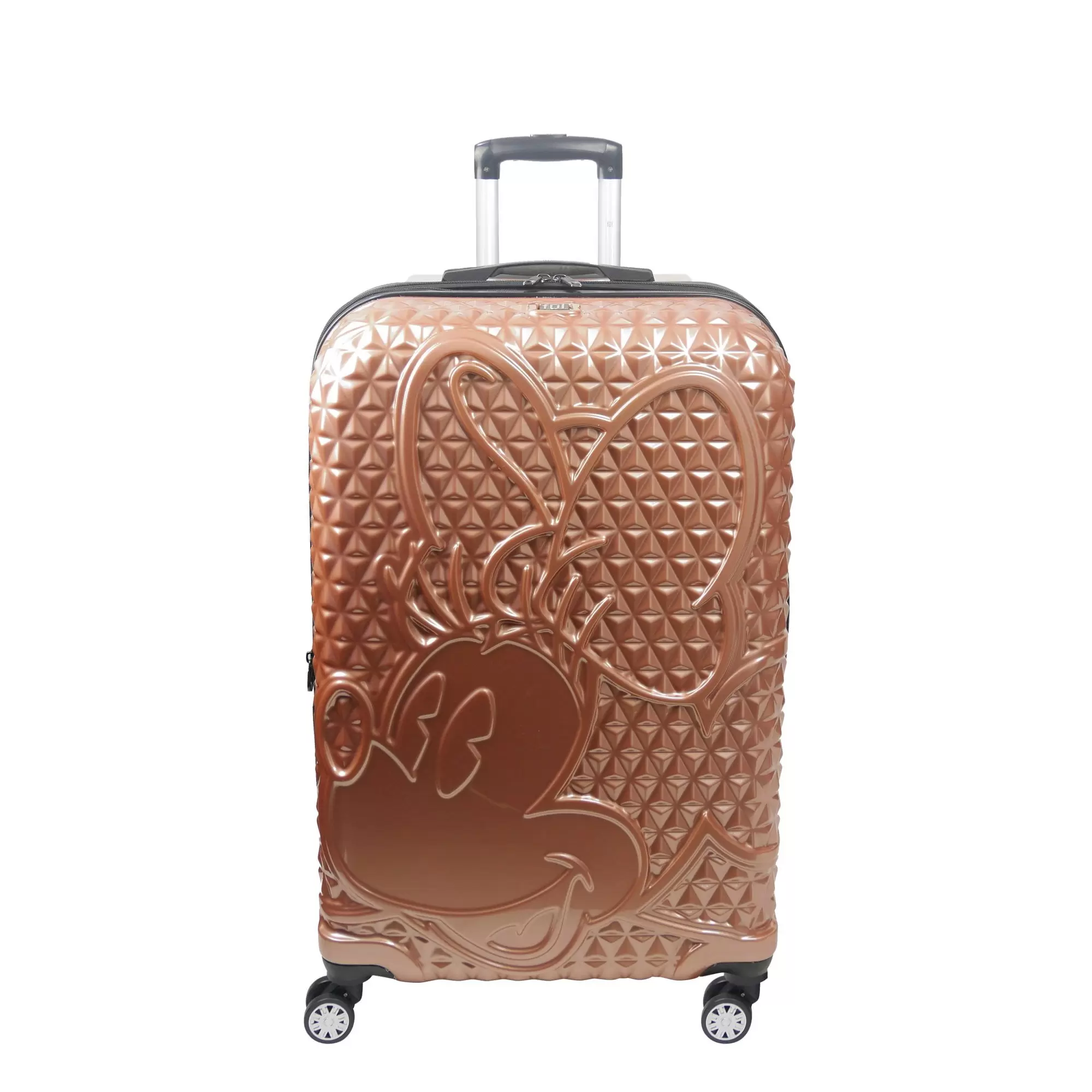 Disney FUL Textured Minnie Mouse 29 Hard Sided Rolling Luggage. Rose Gold