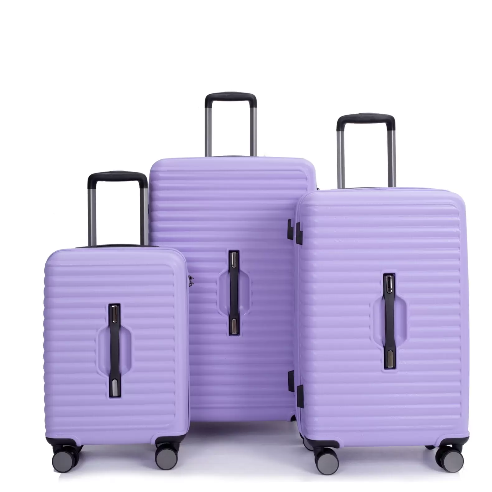 Dopamine-colored 3 Piece Set Suitcase. 21in/25in/29in Expandable Lightweight Hardside Travel Suitcase with Two Hooks. 360?? Double Spinner Wheels and TSA Lock. Light Purple