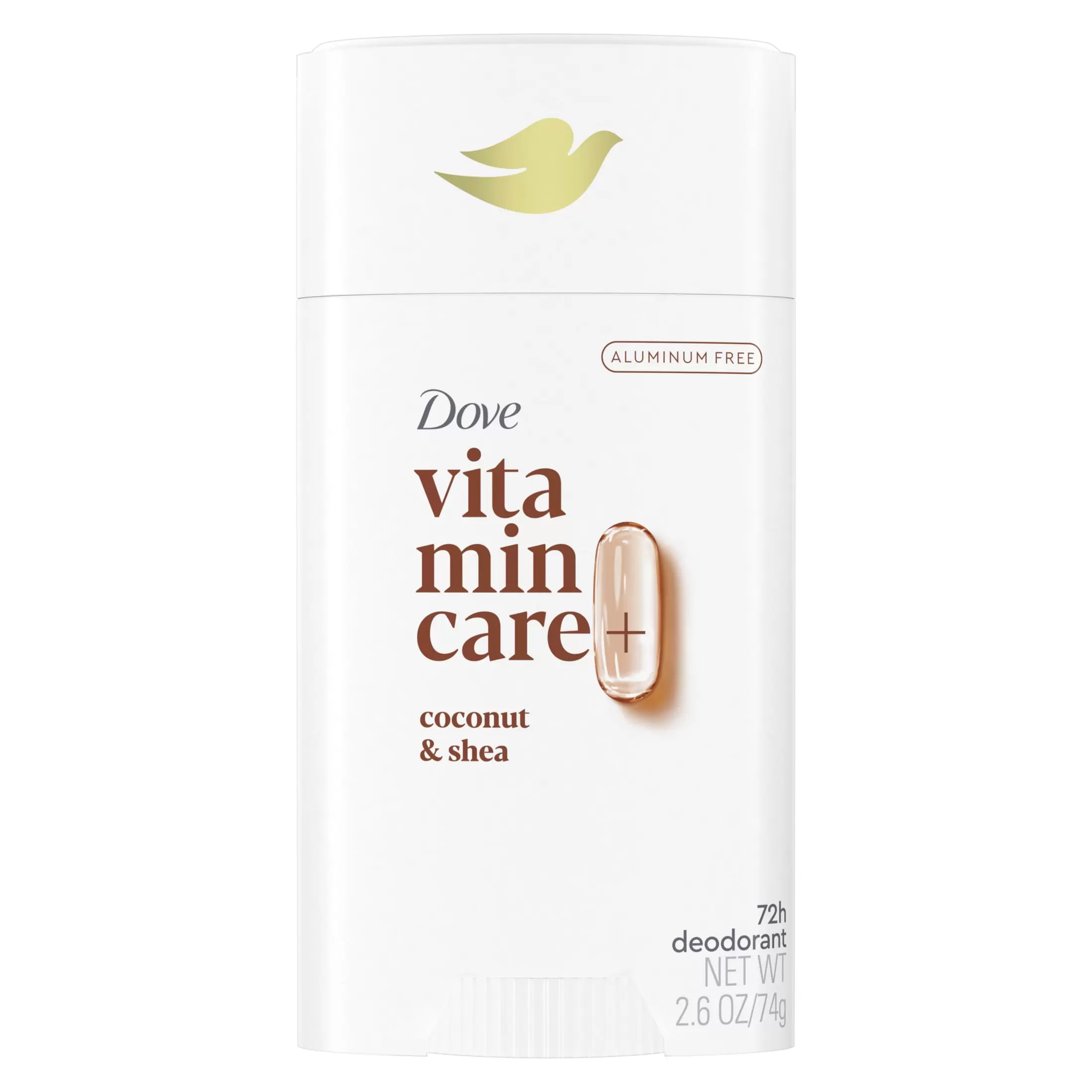 Dove VitaminCare+ No White Marks Women's Deodorant Stick Coconut & Shea Butter Aluminum Free. 2.6 oz