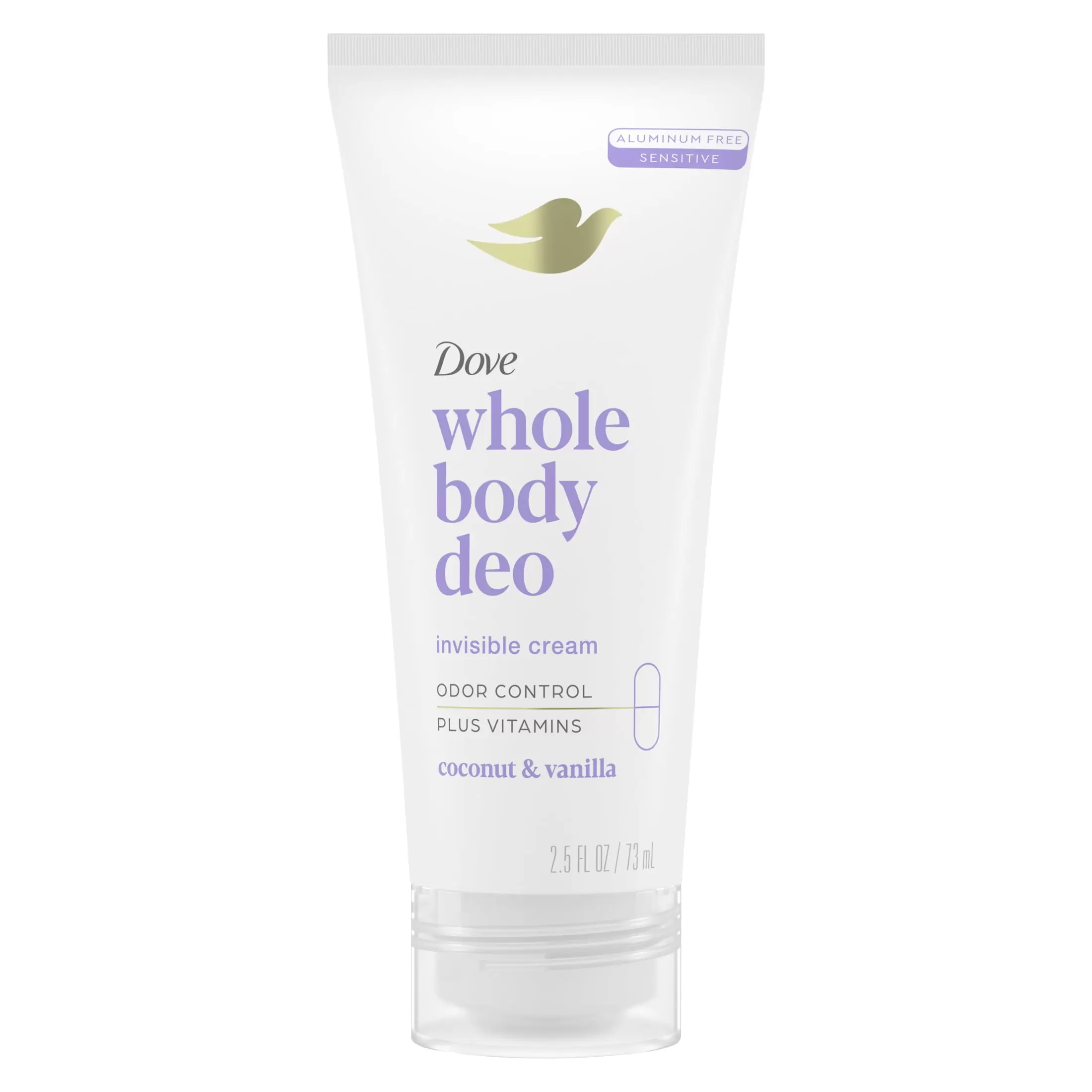 Dove Whole Body Women's Deodorant Invisible Cream Coconut & Vanilla Aluminum Free. 2.5 oz