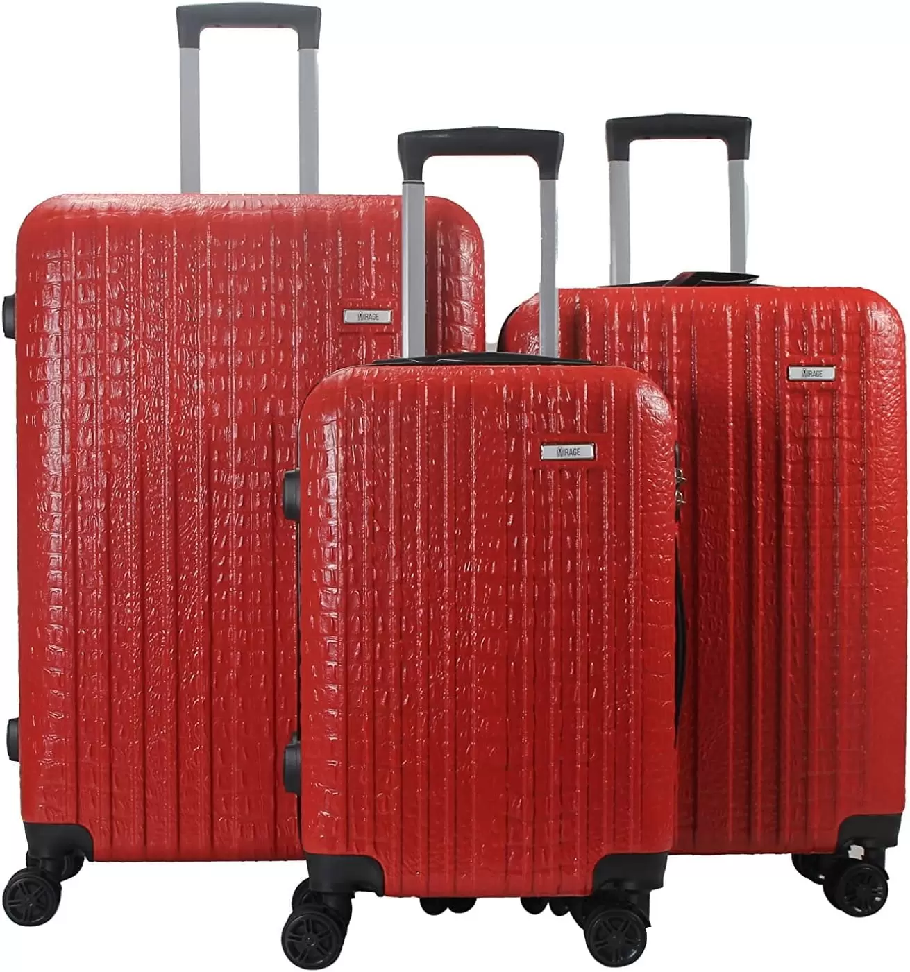 EILEEN ABS Hard shell Lightweight 360 Dual Spinning Wheels Combo Lock 28 24. 20 3 Piece Luggage Set Red