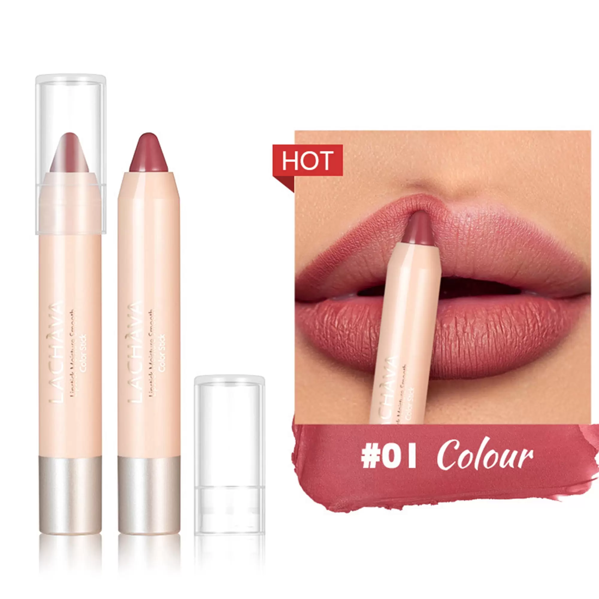 Matte Lip Liner Pencil Waterproof Long-Lasting Lipstick Full Coverage Lip Crayon for Travel Party Work