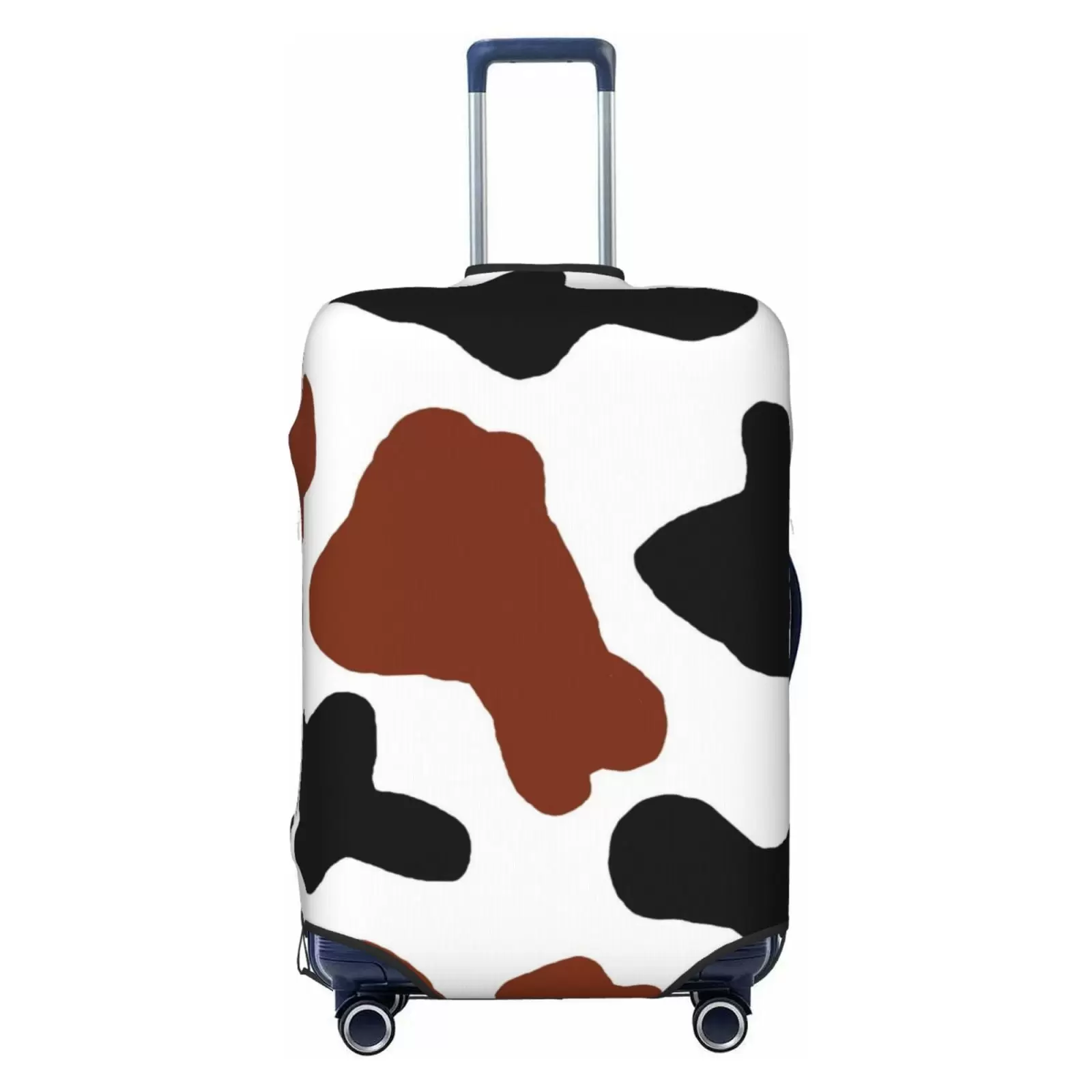 Easygdp Brown Black Cow Double-Sided Printed Elastic Suitcase Protective Cover.Invisible Zipper. Business Trip Luggage Cases.Washable And Resistant To Falling -Small