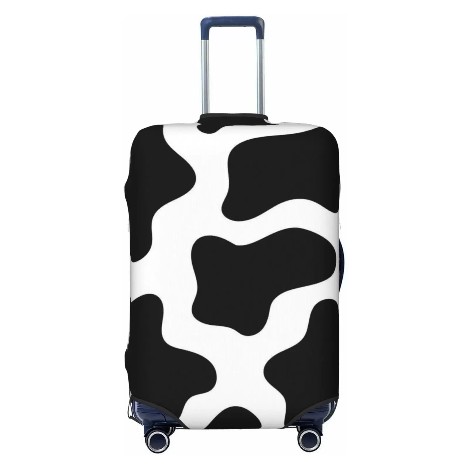 Easygdp Cow Print Black White Double-Sided Printed Elastic Suitcase Protective Cover.Invisible Zipper. Business Trip Luggage Cases.Washable And Resistant To Falling -Small