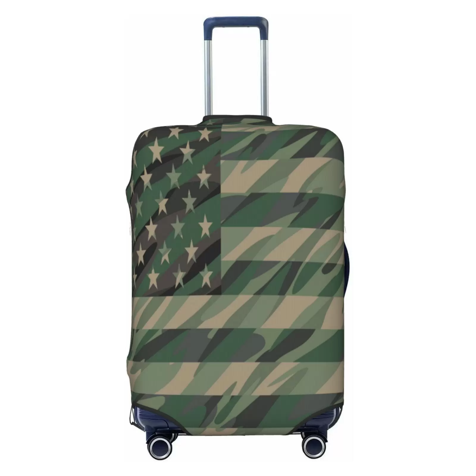 Easygdp Jungle Green Camo Usa Flag Double-Sided Printed Elastic Suitcase Protective Cover.Invisible Zipper. Business Trip Luggage Cases.Washable And Resistant To Falling -Small