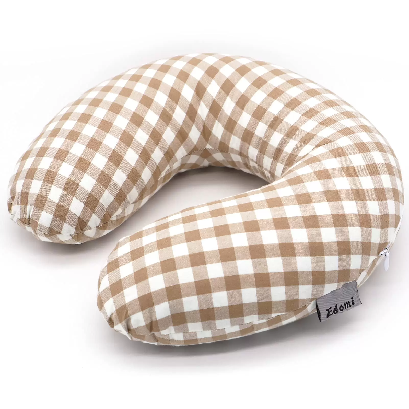 Edomi Buckwheat Pillow for Neck Pain Neck Pillow Comfortable U Shaped Travel Pillow Portable Pillow for Sleeping Recliner Chair Washable Pillowcase Buckwheat Hulls Filling (12x12 Inch. Khaki)