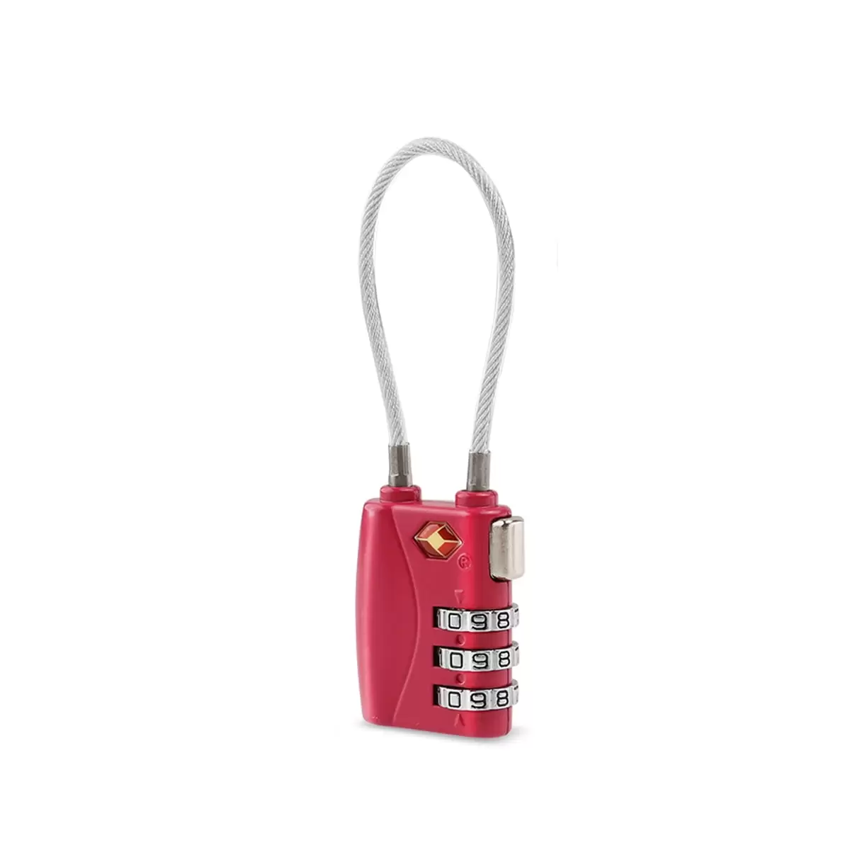 Eease Portable Luggage Lock w/ 3-Digit Combo & Cable - TSA Approved (Red)