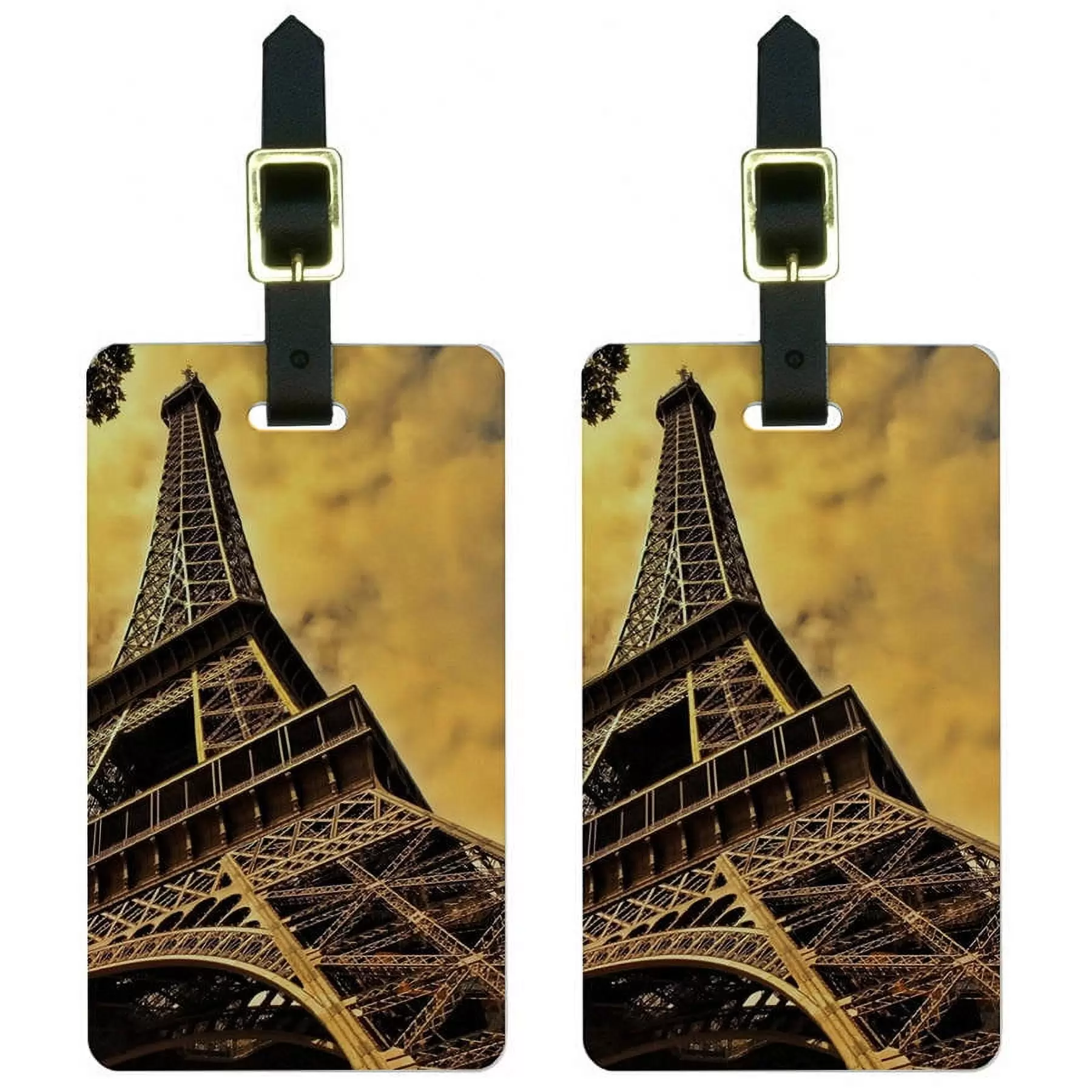 Eiffel Tower Paris Vintage Luggage Tags Suitcase Carry-On ID. Set of 2