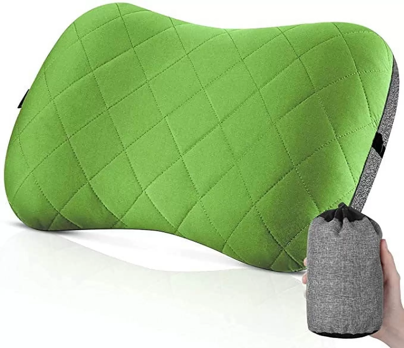 Elbourn Camping Pillow with Removable Cover. Ultralight Inflatable Pillow for Camping. Hiking. Backpacking Green