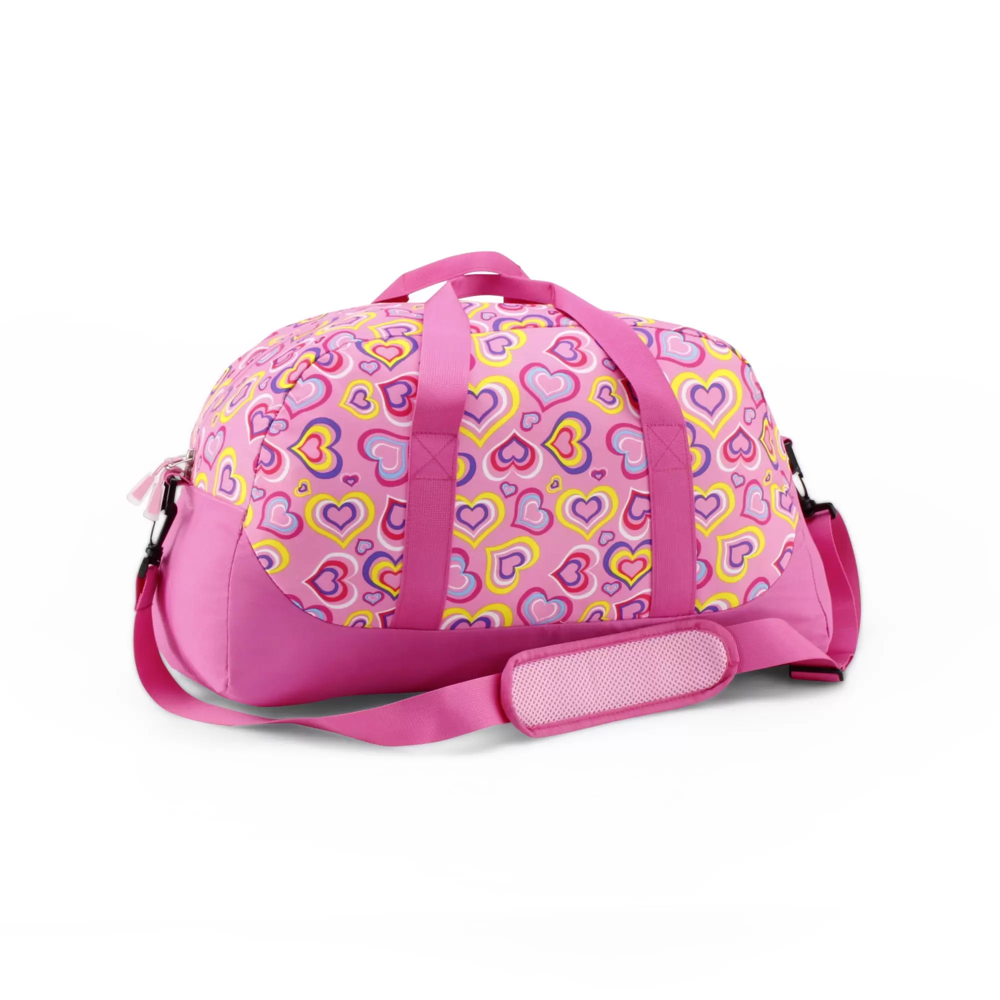 Emily Rose Kids Large Weekender Duffle Bag | Girls Duffel Bag with Removable Shoulder Carry Strap | 100% 600D Polyester | Perfect for sleepovers and overnight travel (Playful Hearts)