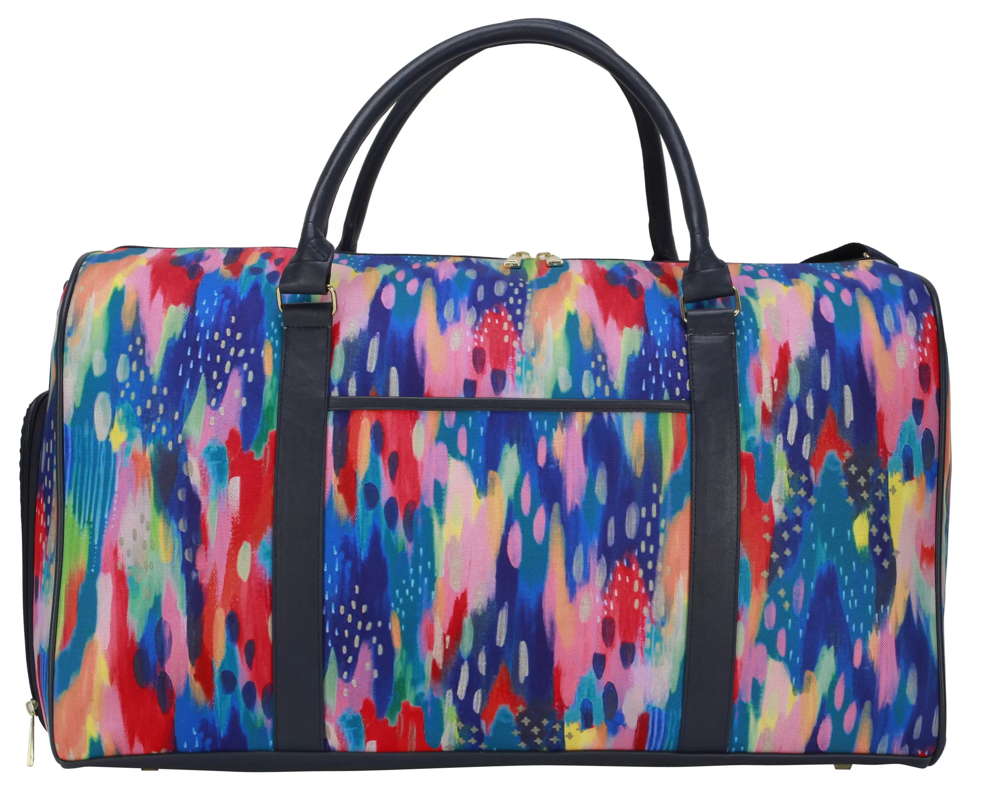 EttaVee Today Is Beautiful Weekender Duffel with Shoe Compartment. Multi-Color Print