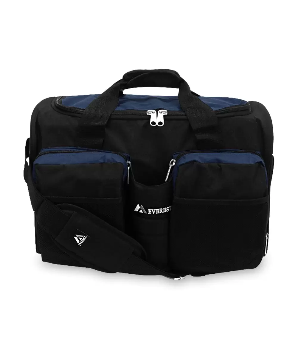 Everest Unisex Sports Duffel Bag with Wet Pocket. Navy Blue