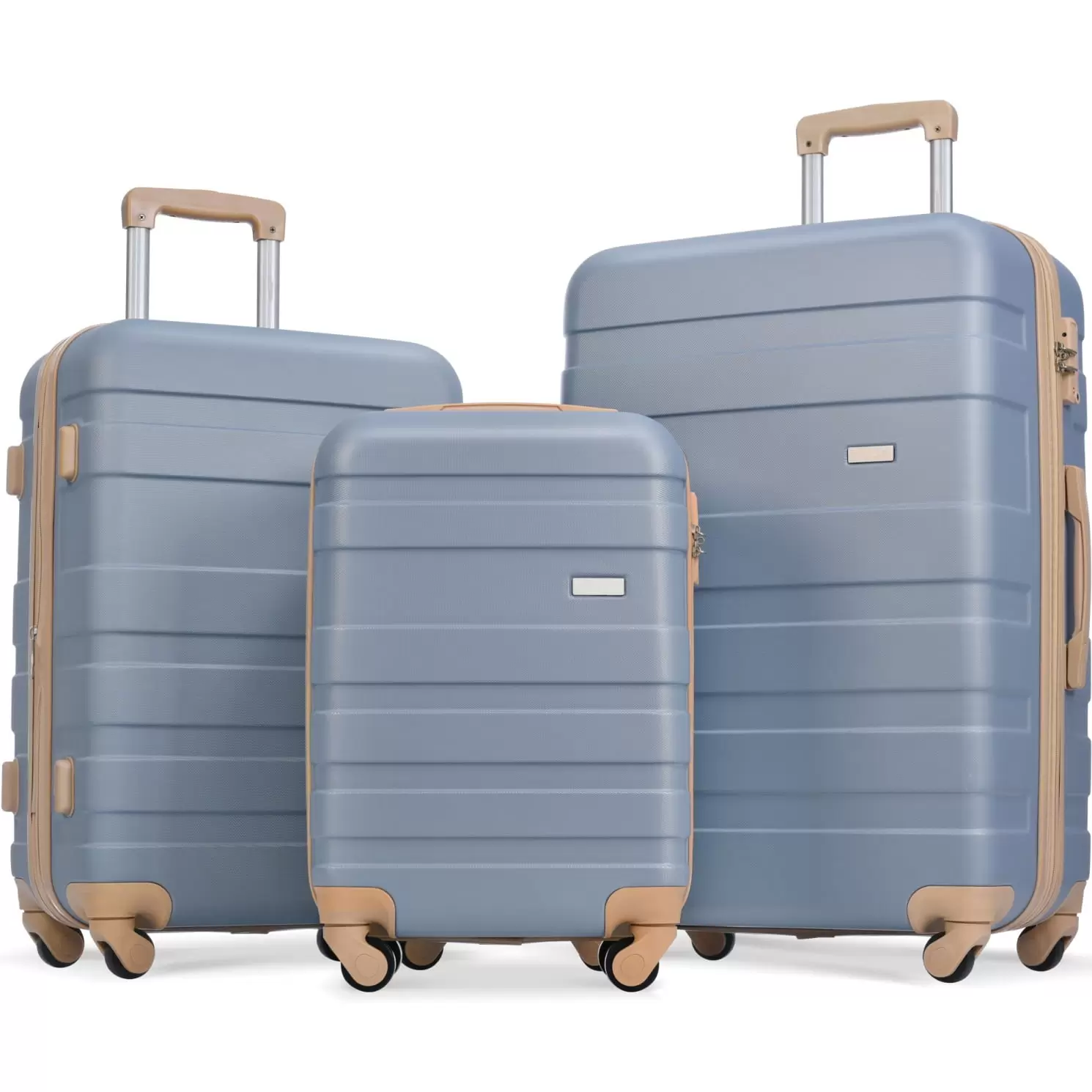 Expandable ABS Hardshell Luggage Set of 3. Modern Suitcase with TSA Lock and 360 Degrees Wheels. Carry On Luggage Sets 20in/24in/28in (Light Blue)